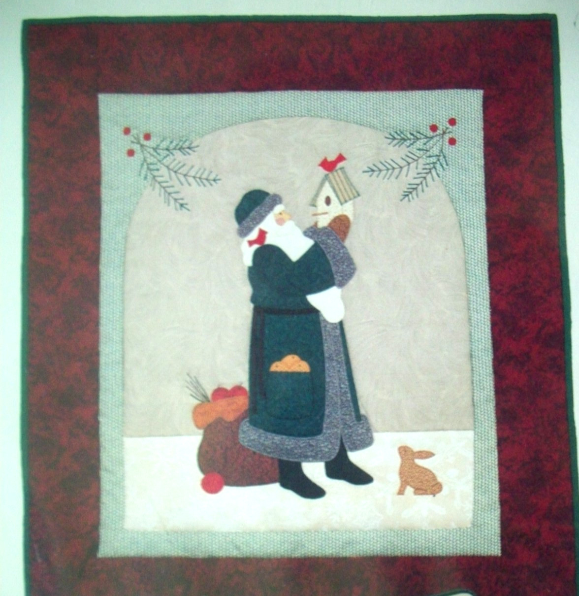 Santa with birdhouse Christmas applique  quilt pattern  *A15
