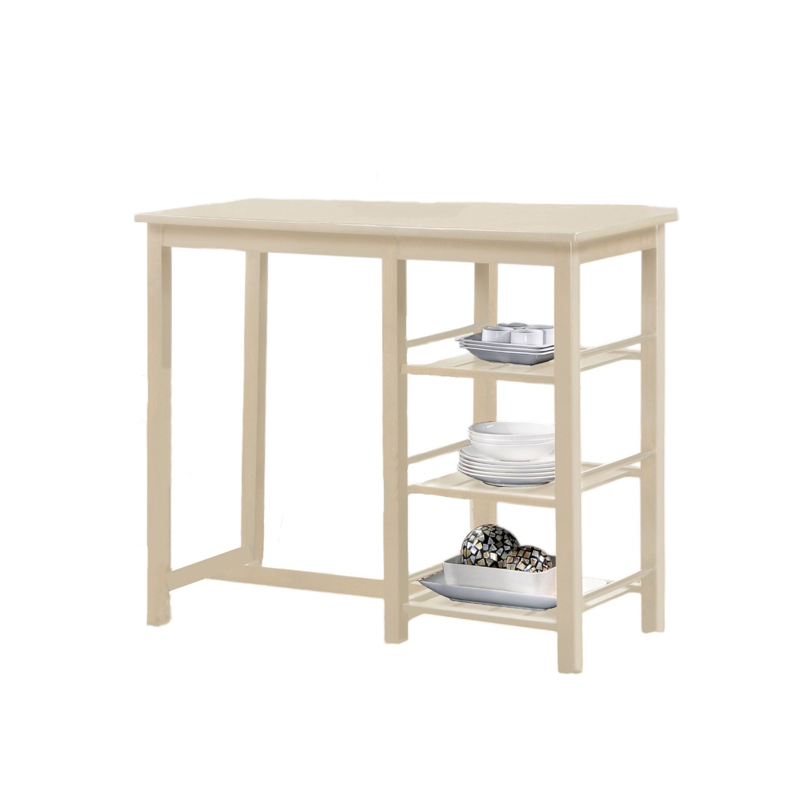 3PC Counter Height Set Buttermilk Cream Table 2 Stools Breakfast Nook