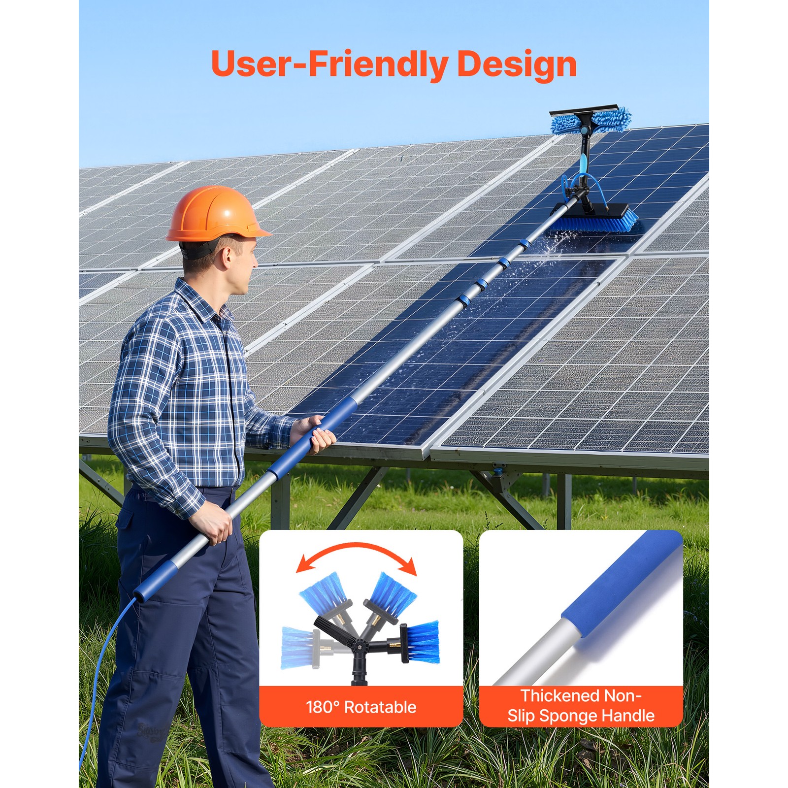 Uimoso Solar Panel Cleaning Kit with 26 ft Water Fed Pole and Brush System