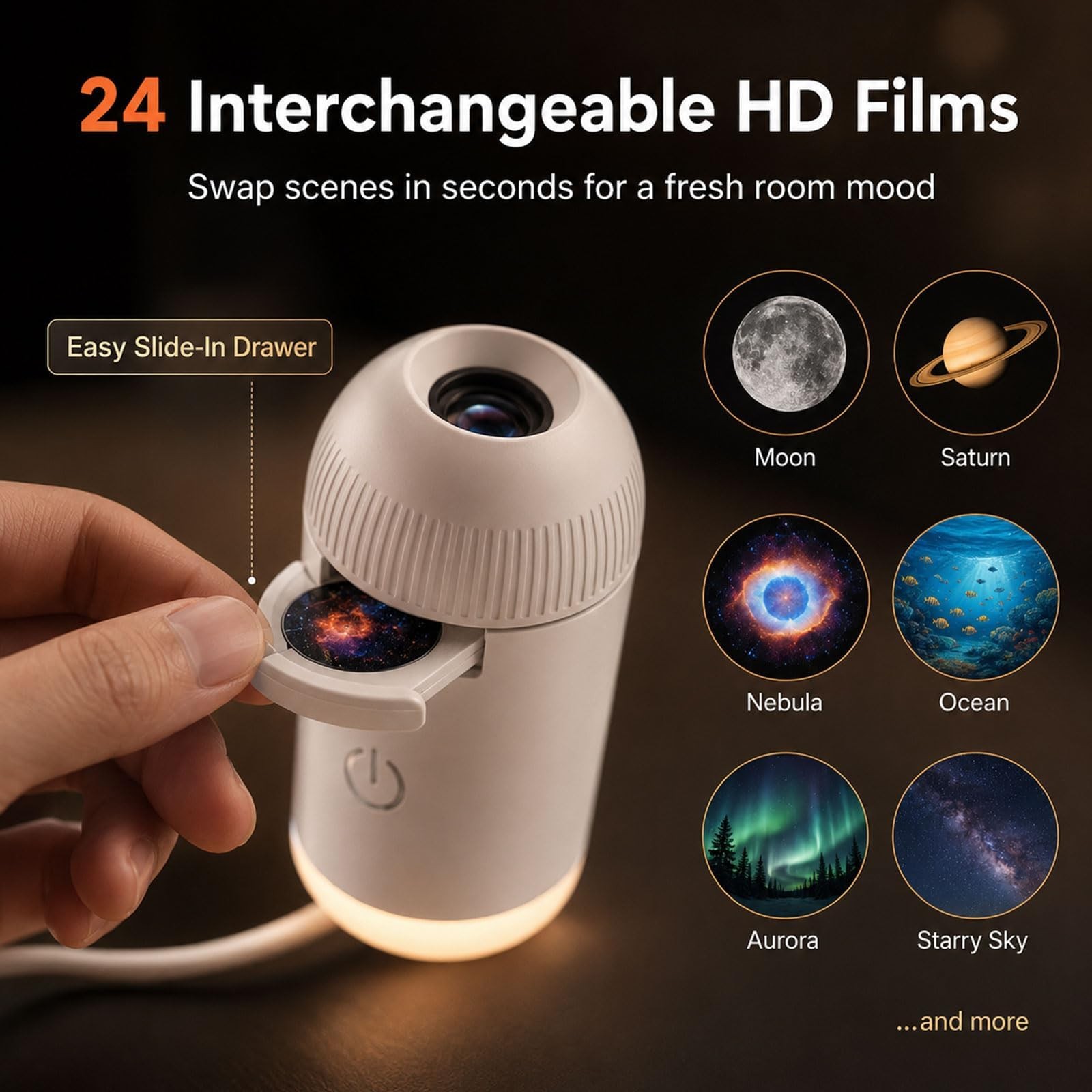 Hd Smart Dynamic 5D Holographic Night Light Projector, Play HD Star Projector