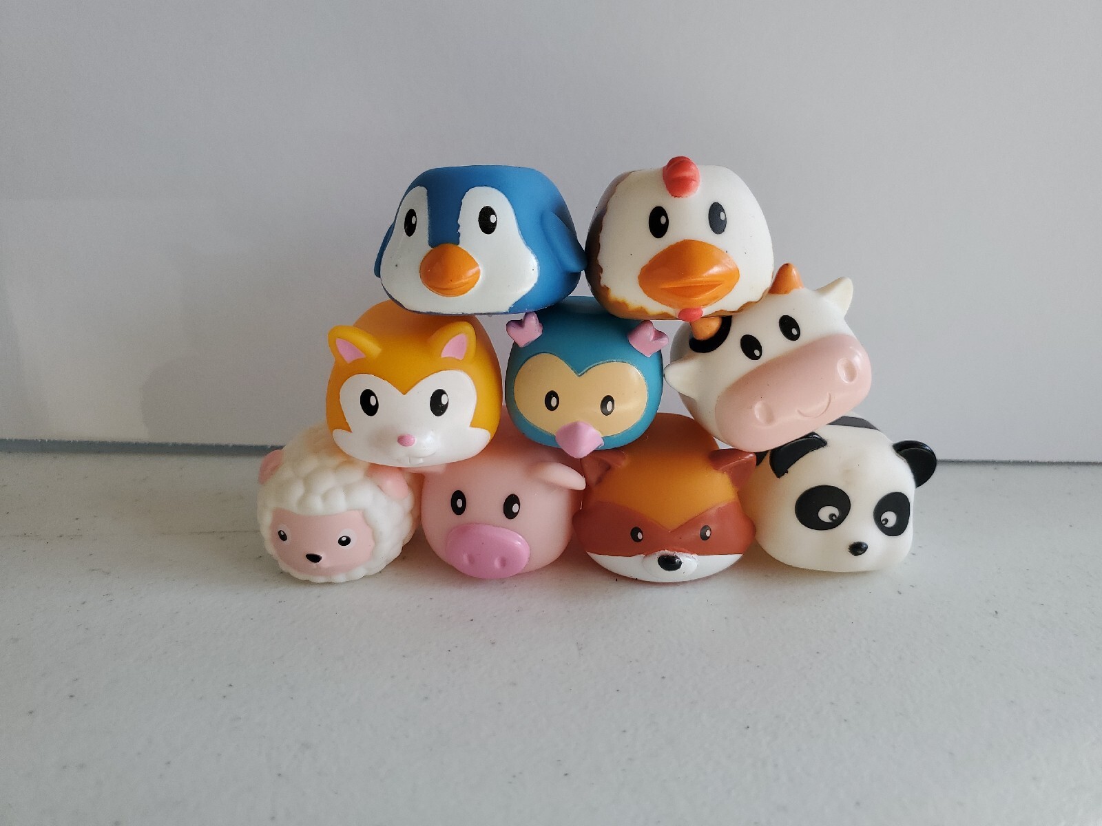 Stackable Pill Shaped Plastic Animal Toys Cow Panda Fox Pig LOT OF 9 Sheep