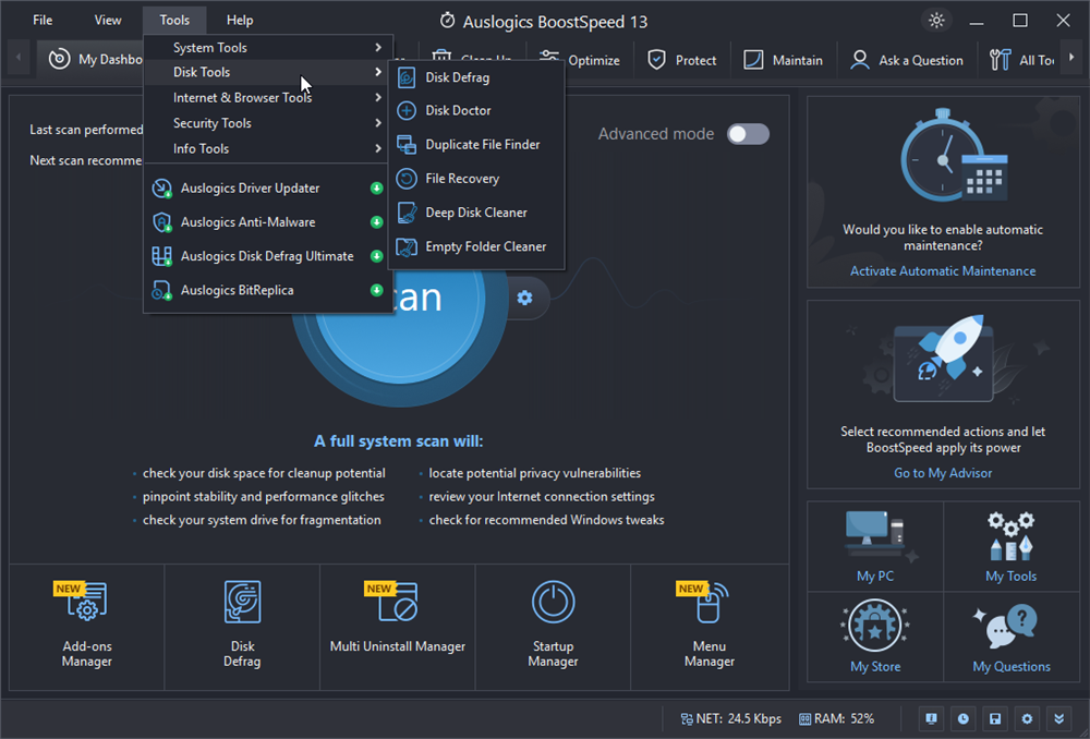 Auslogics BoostSpeed 13 Pro optimize your system, boost PC 1 year 3 PC License