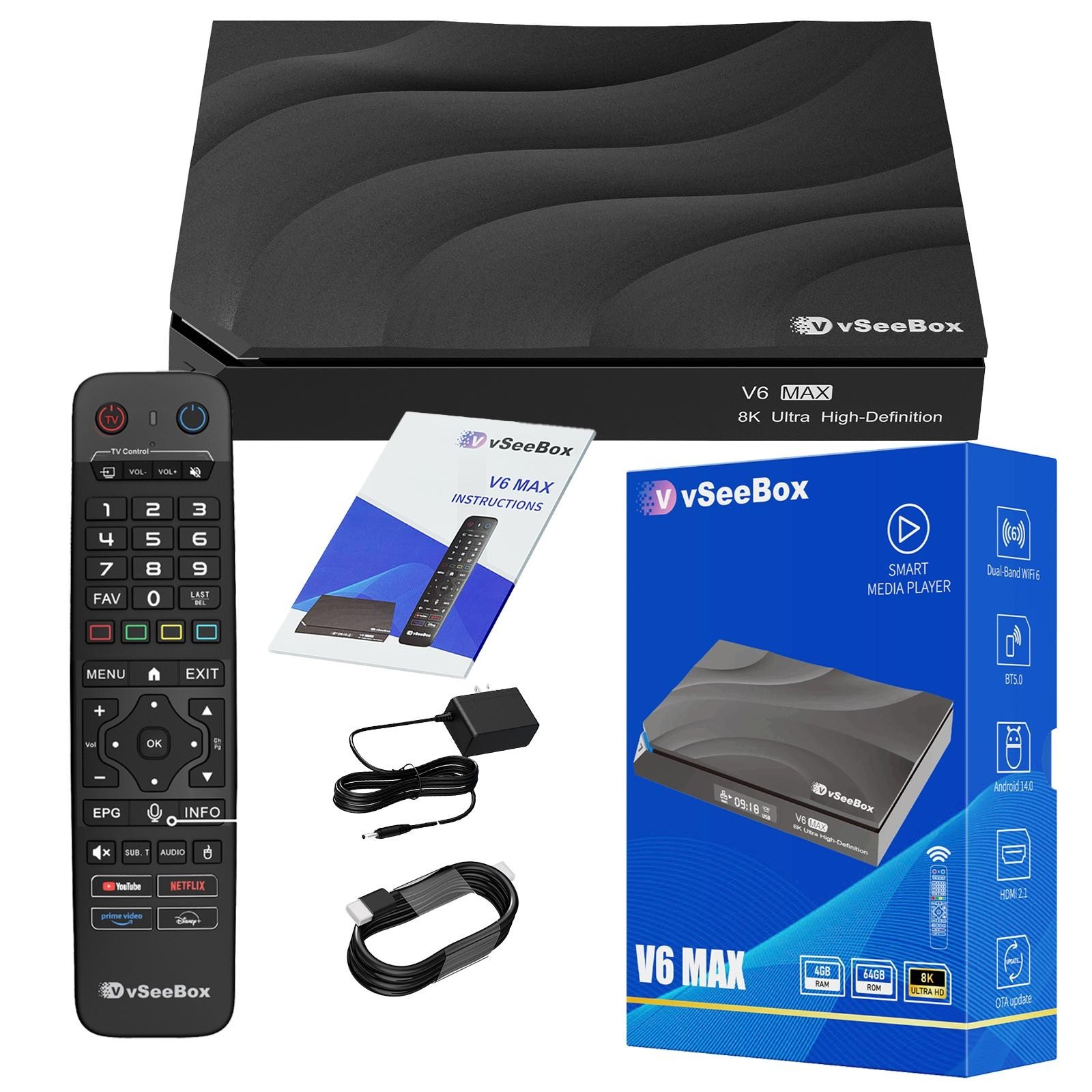 vSeeBox V6 MAX 8K 64GB Certified Authorized Distributor/ FAST/FREE SHIPPING