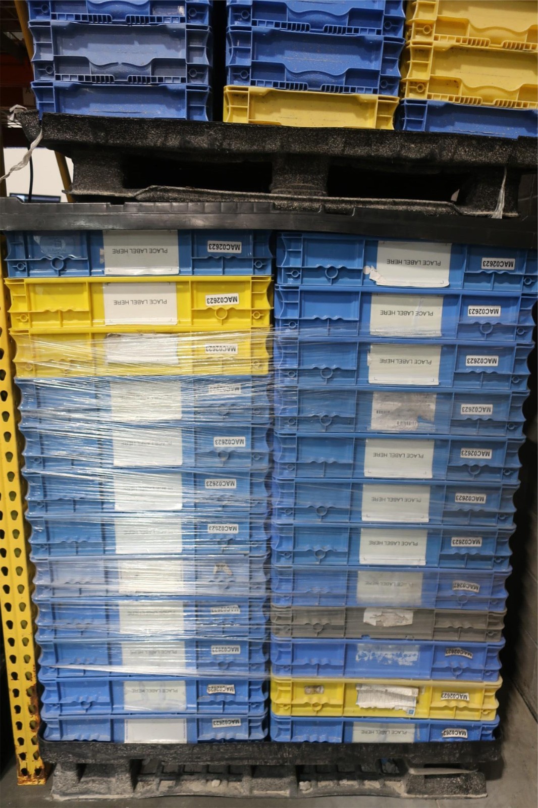 72 Pc Pallet of Storage Bins | 4.5" H x15"W x23.5" L w/ assorted color