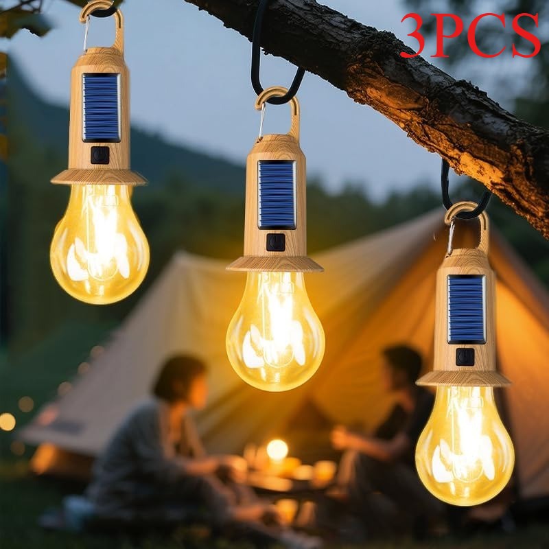 3pcs Solar Camping Lantern Dimmable LED Tent Light for Hiking Camping Garden