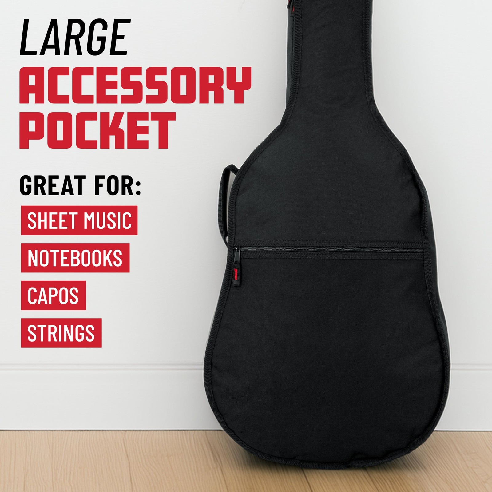 Gator Cases Foam Padded Acoustic Guitar Gig Bag, Fits Dreadnought Style Acoustic