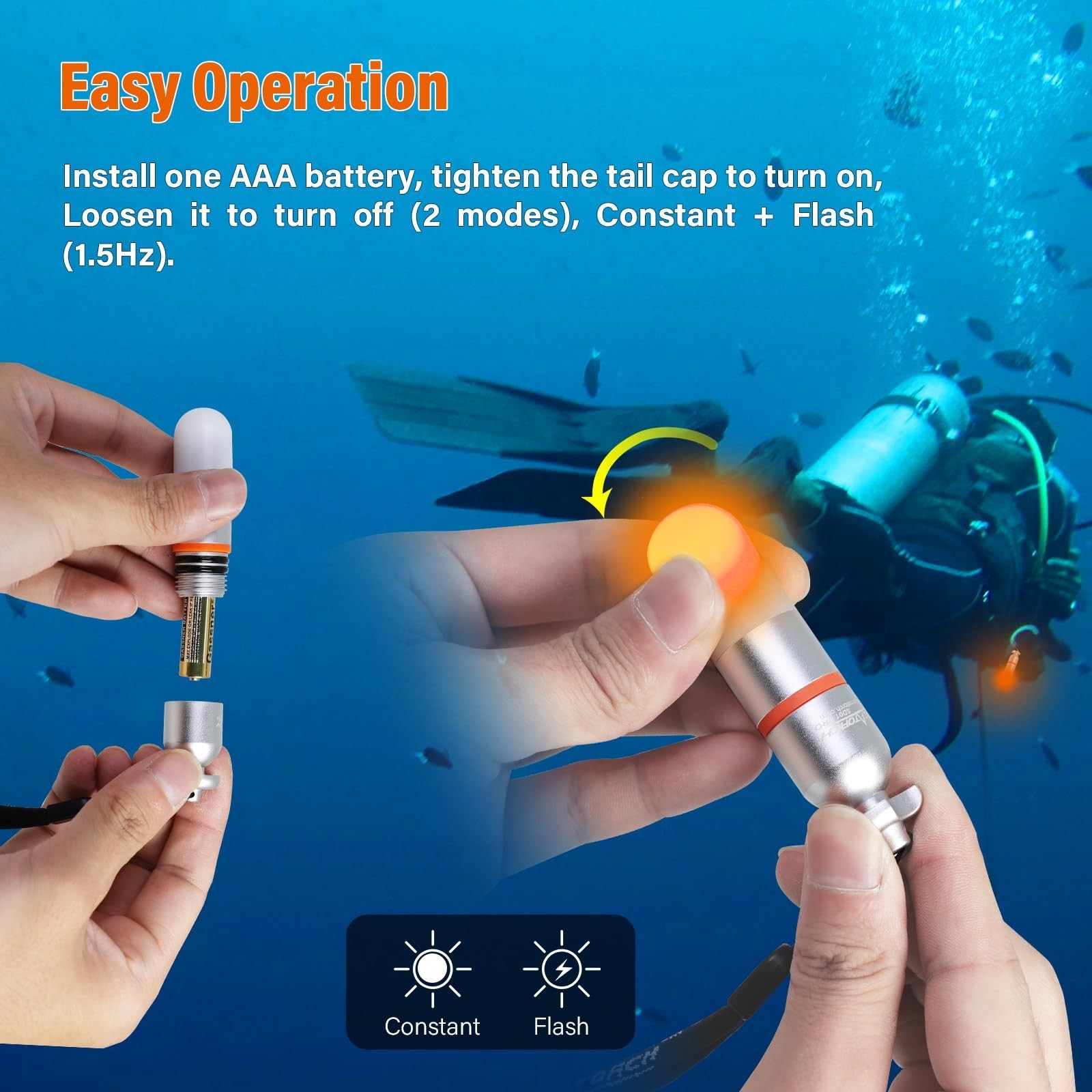 ORCATORCH SD01PRO Upgraded Bright Dive Signal Light, Submersible Beacon Mini ...