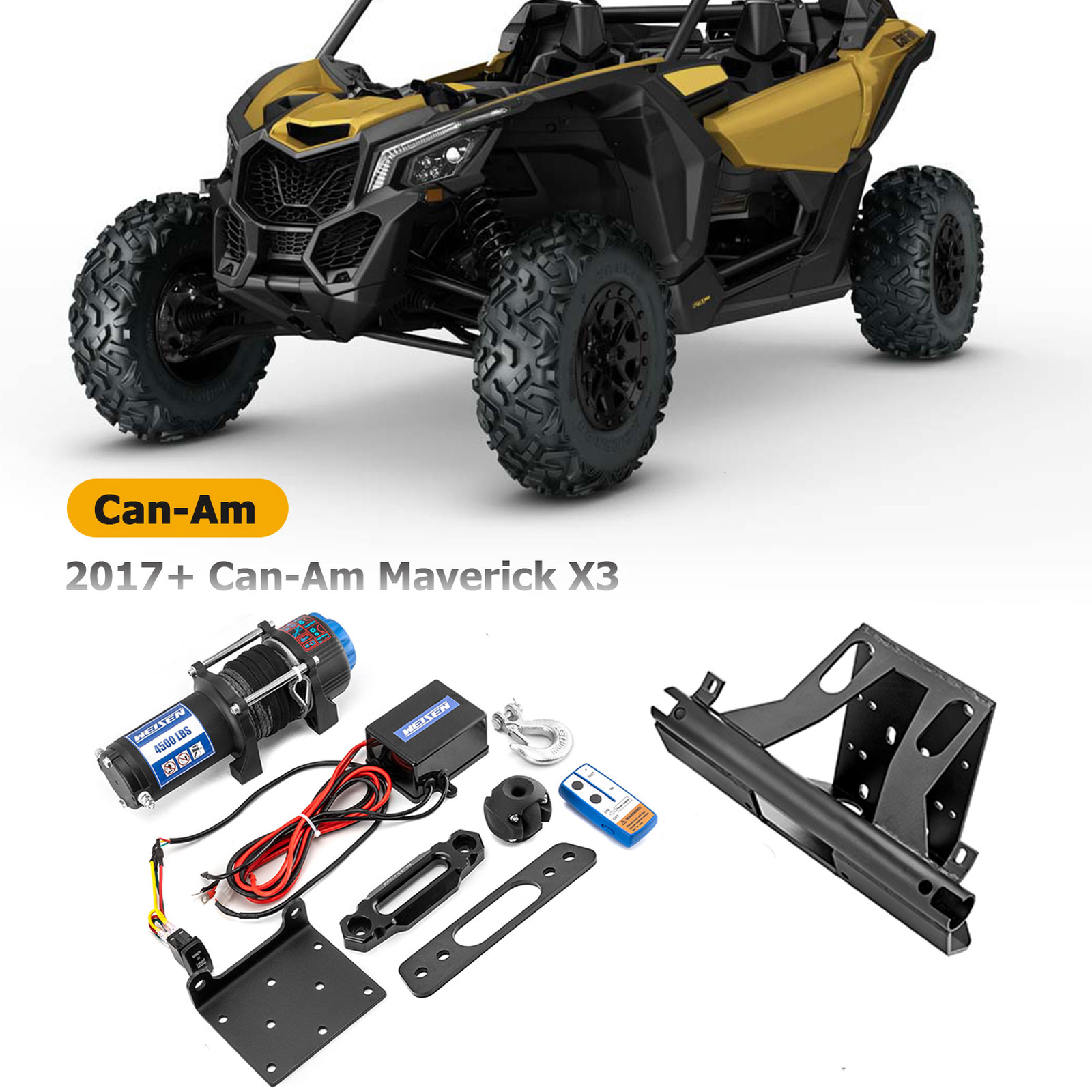 UTV 4500lb 12V Electric Winch Mount Set For Can-Am Maverick X3/X3 MAX 17-UP