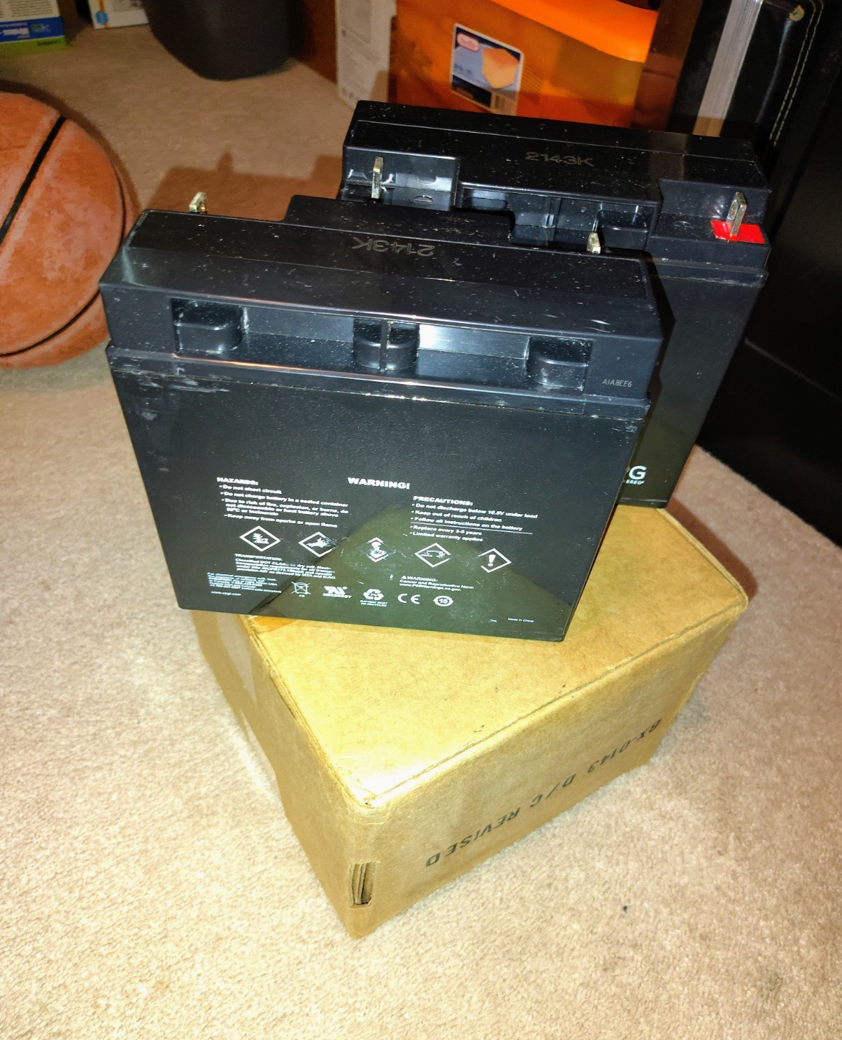 Black UPS Replacement Battery 2143K Sealed Lead Acid Rechargeable Top Terminals