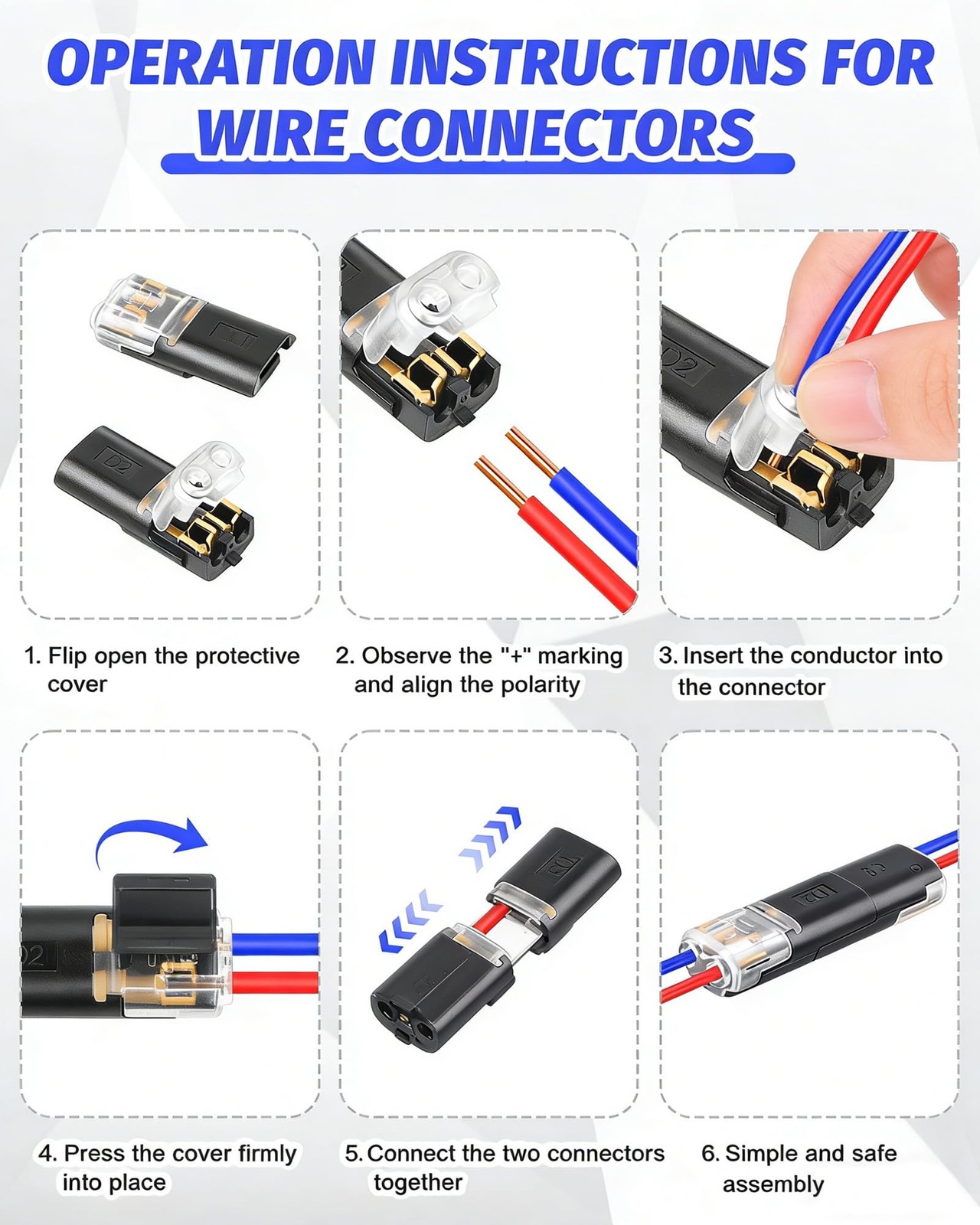 40PCS Pluggable Low Voltage Wire Connectors,Double Wire Plug in Connector wit...