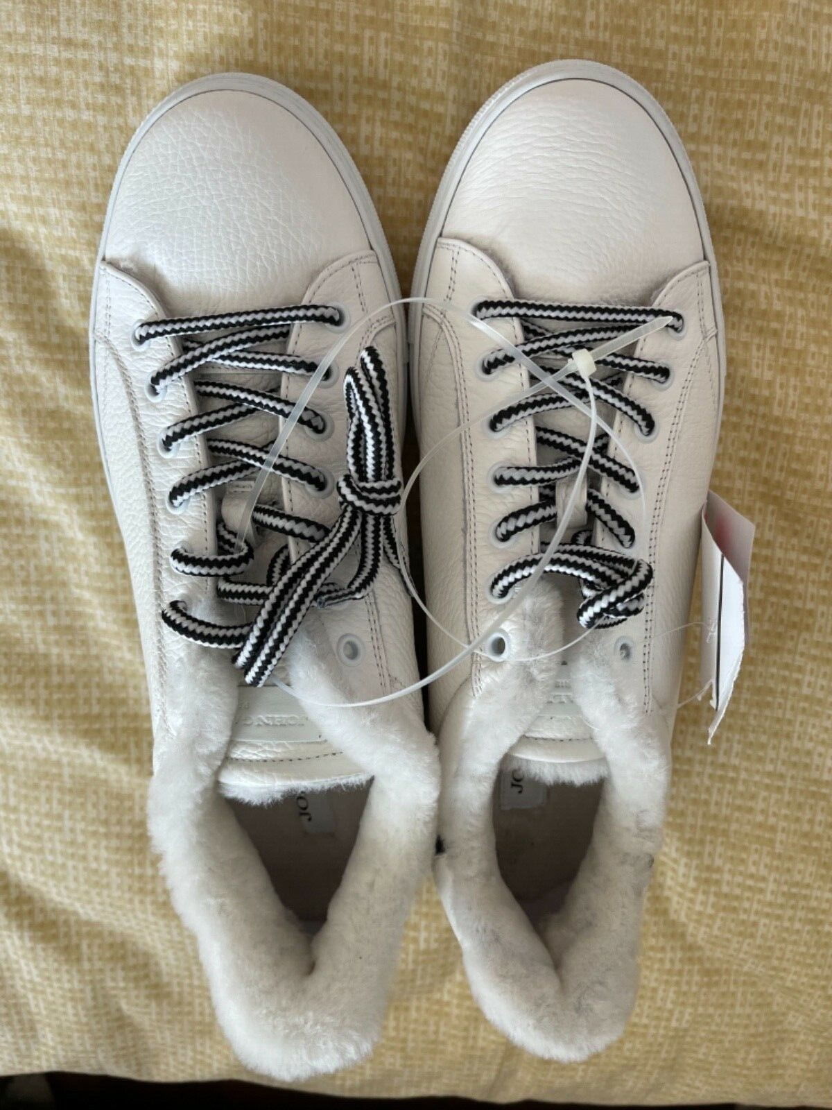 NIB JOHN GALLIANO Mens White Leather Shearling Fur Lined Sneakers US9/EU42 ITALY
