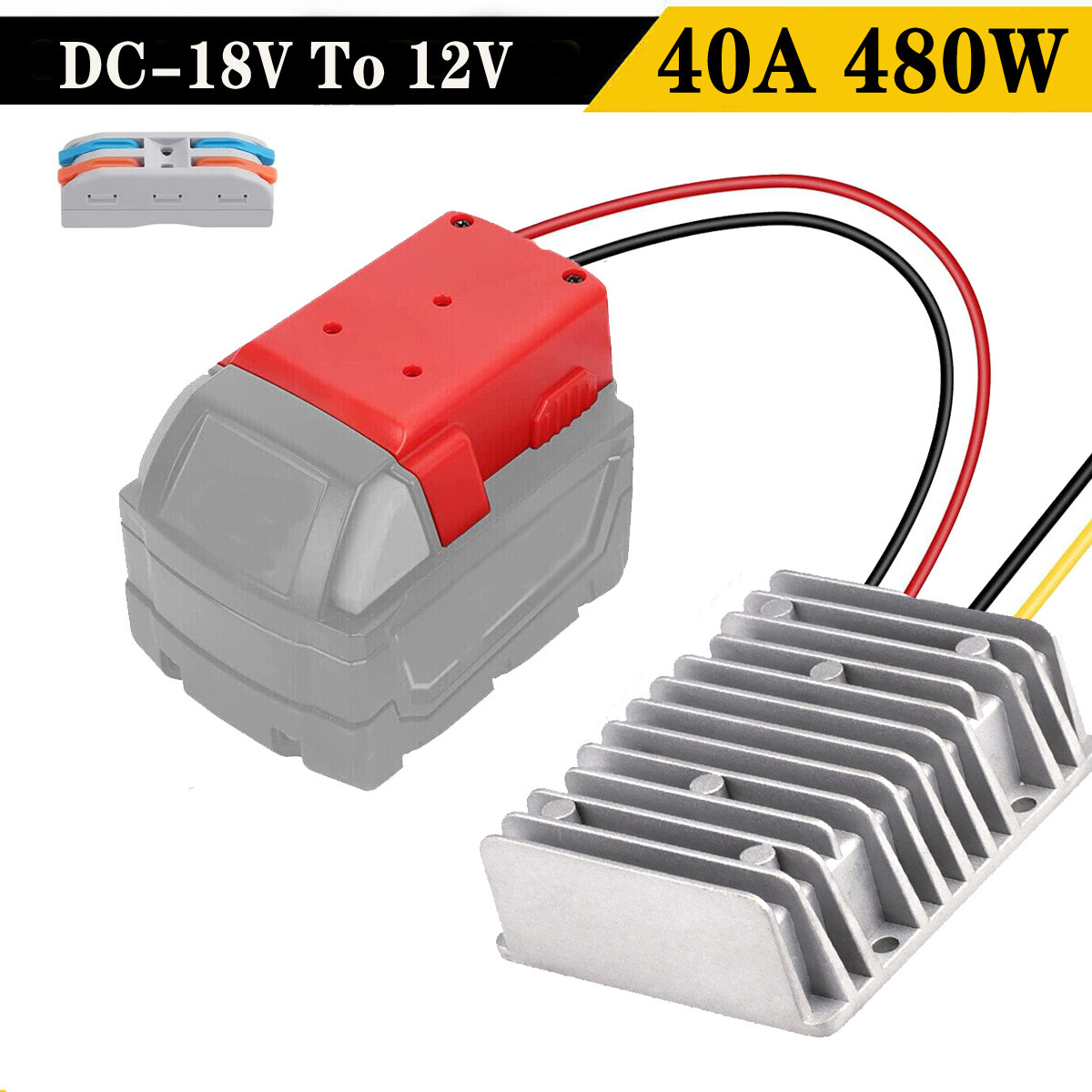 40A 480W DIY Voltage Regulator DC 18V To 12V Step Down Adapter For Milwaukee