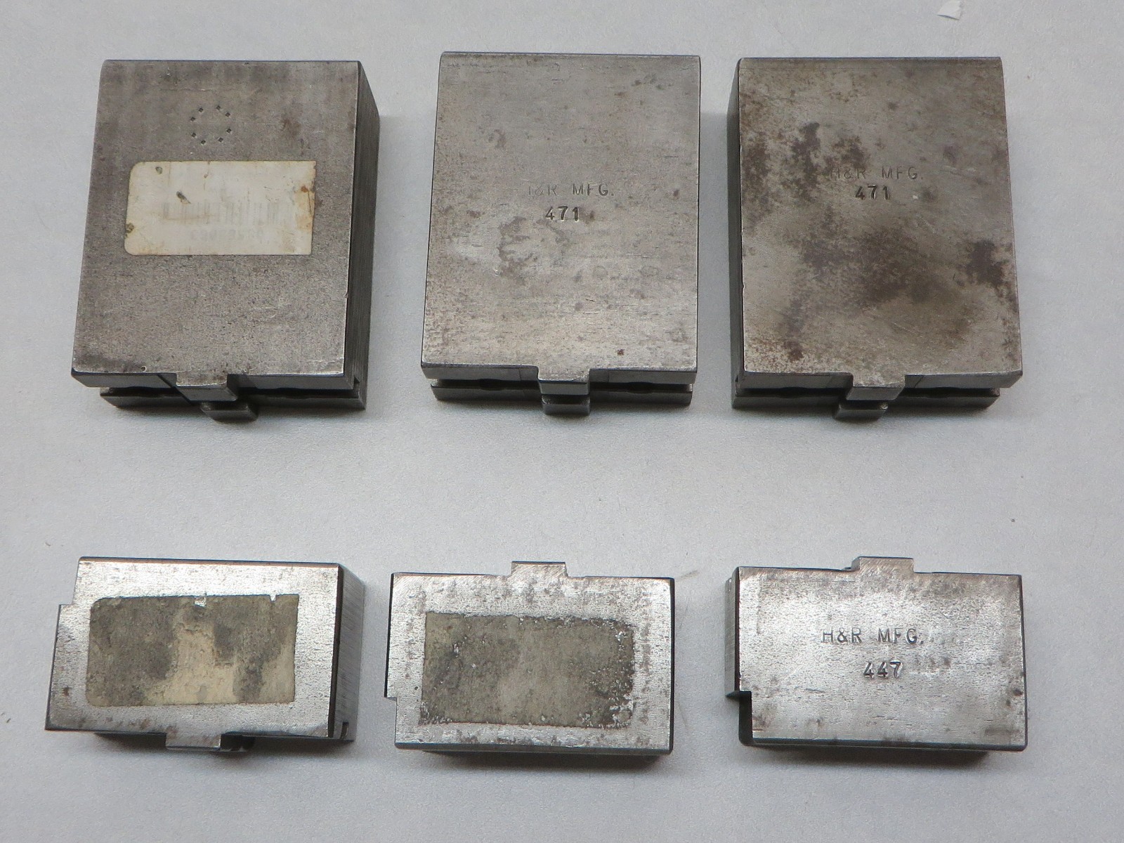 LATHE CHUCK JAWS H&R MFG. #471 AND #447 (2 SETS OF 3 JAWS) USED, AND SOLD AS IS.