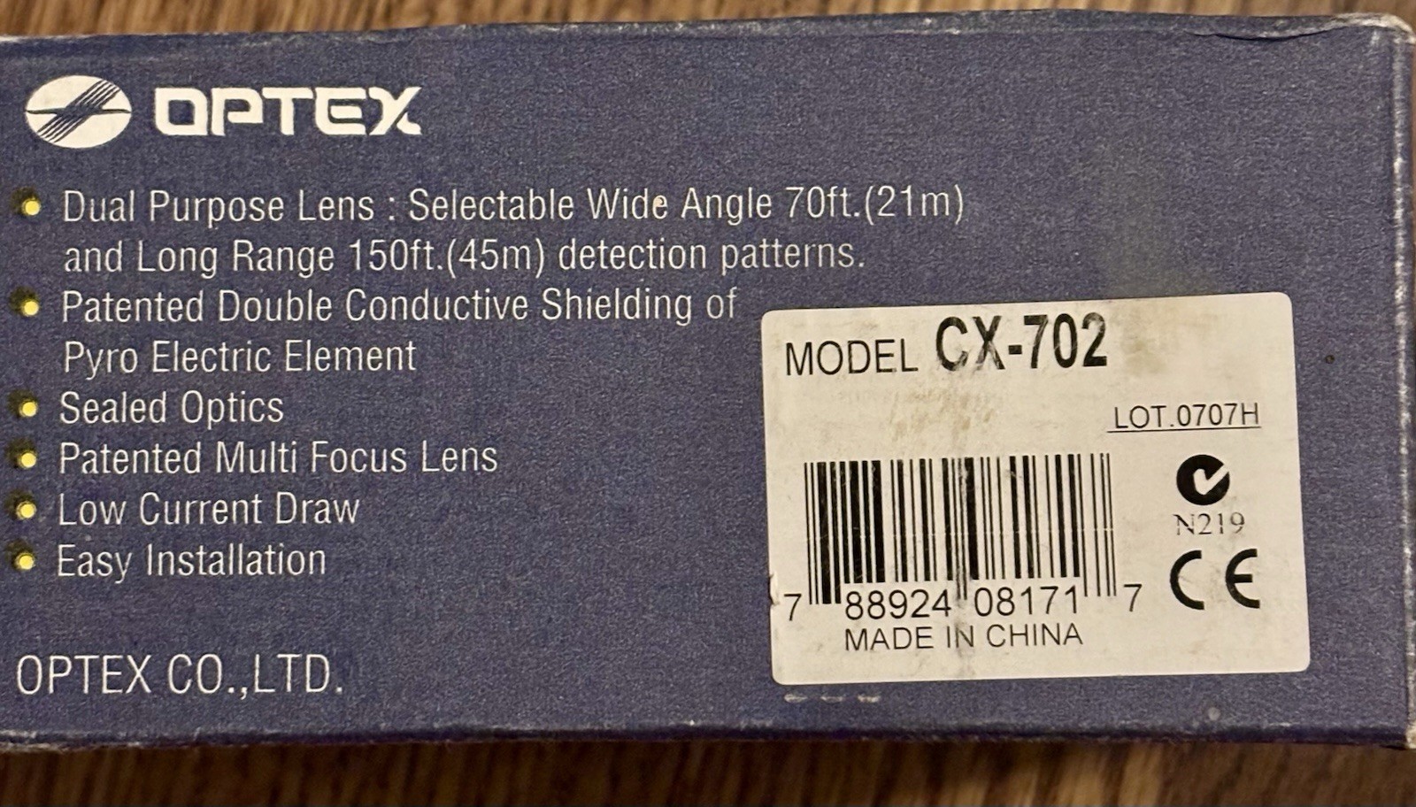 Optex CX-702 Passive Infrared Motion Detector Sensor