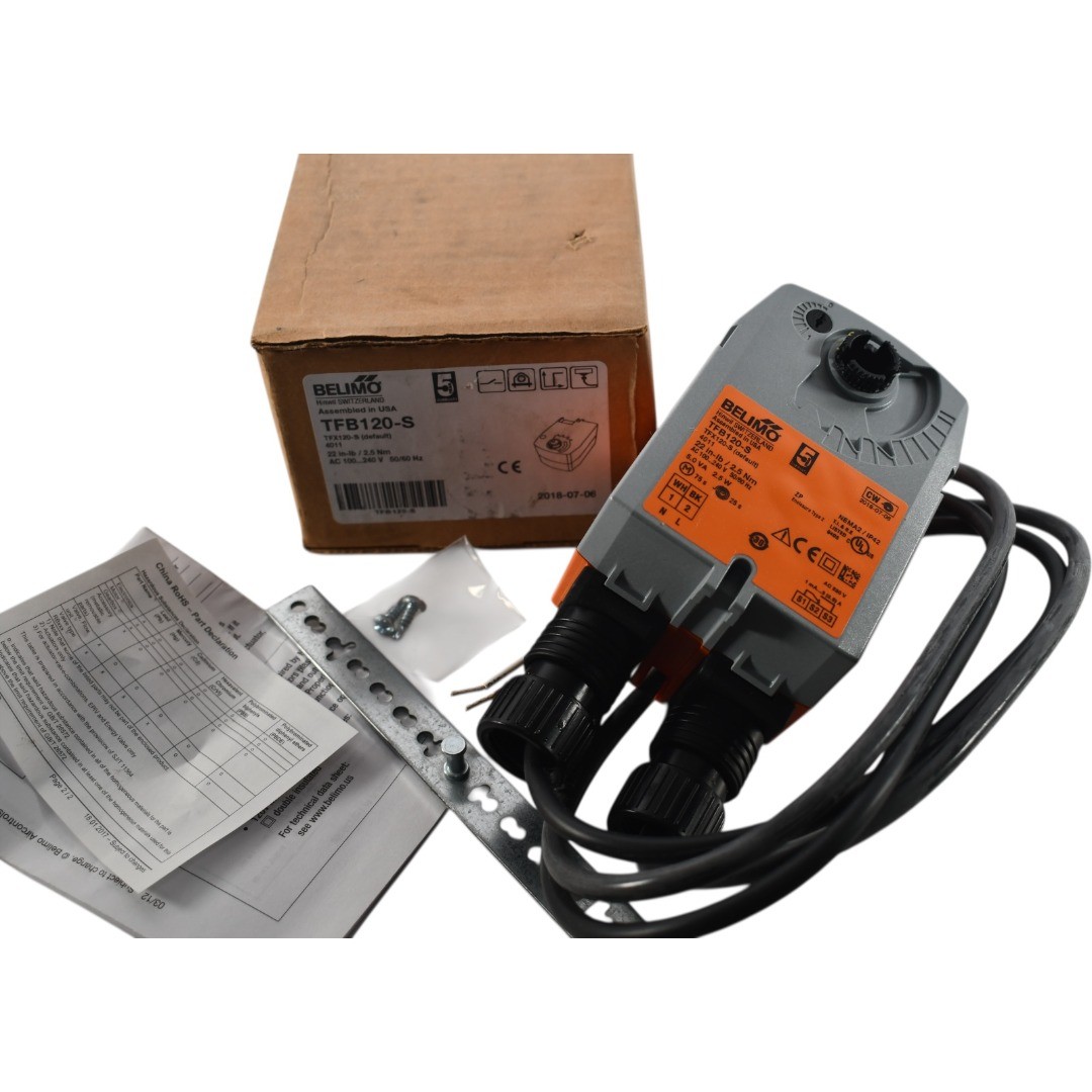NEW Belimo TFB120-S Damper Actuator 22 in-lb Spring Return 120V Auxiliary Switch
