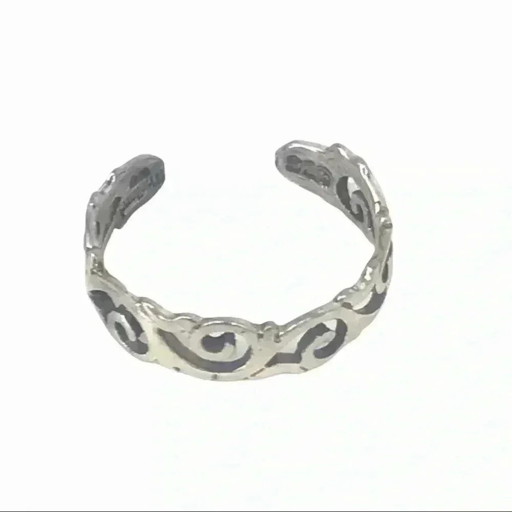 925 STAMPED STERLING SILVER TOE RING XS WAVES IN THE WIND ADJUSTABLE