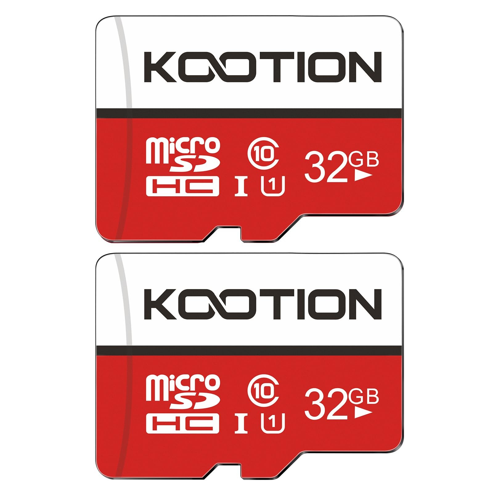 KOOTION 32GB Micro SD Card 2-Pack Class 10 SDHC x2, White, Red