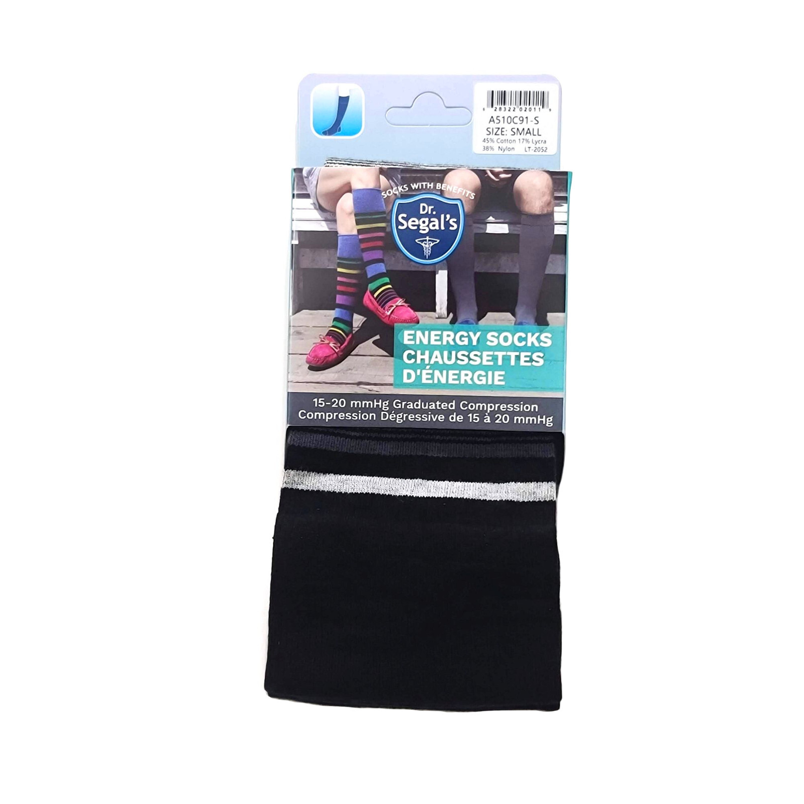 Dr. Segal's Compression socks 15-20 mmHg Black Gray Stripes size SMALL