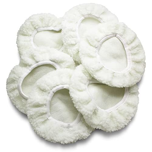 6 Pcs Car Polishing Bonnet Buffing Pad Lamb Fleece Pad Cover For 9" Car Polisher