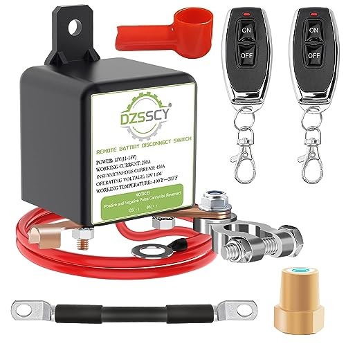 Remote Battery Disconnect Switch 12v, 250A, 250A with Long Negative Wire