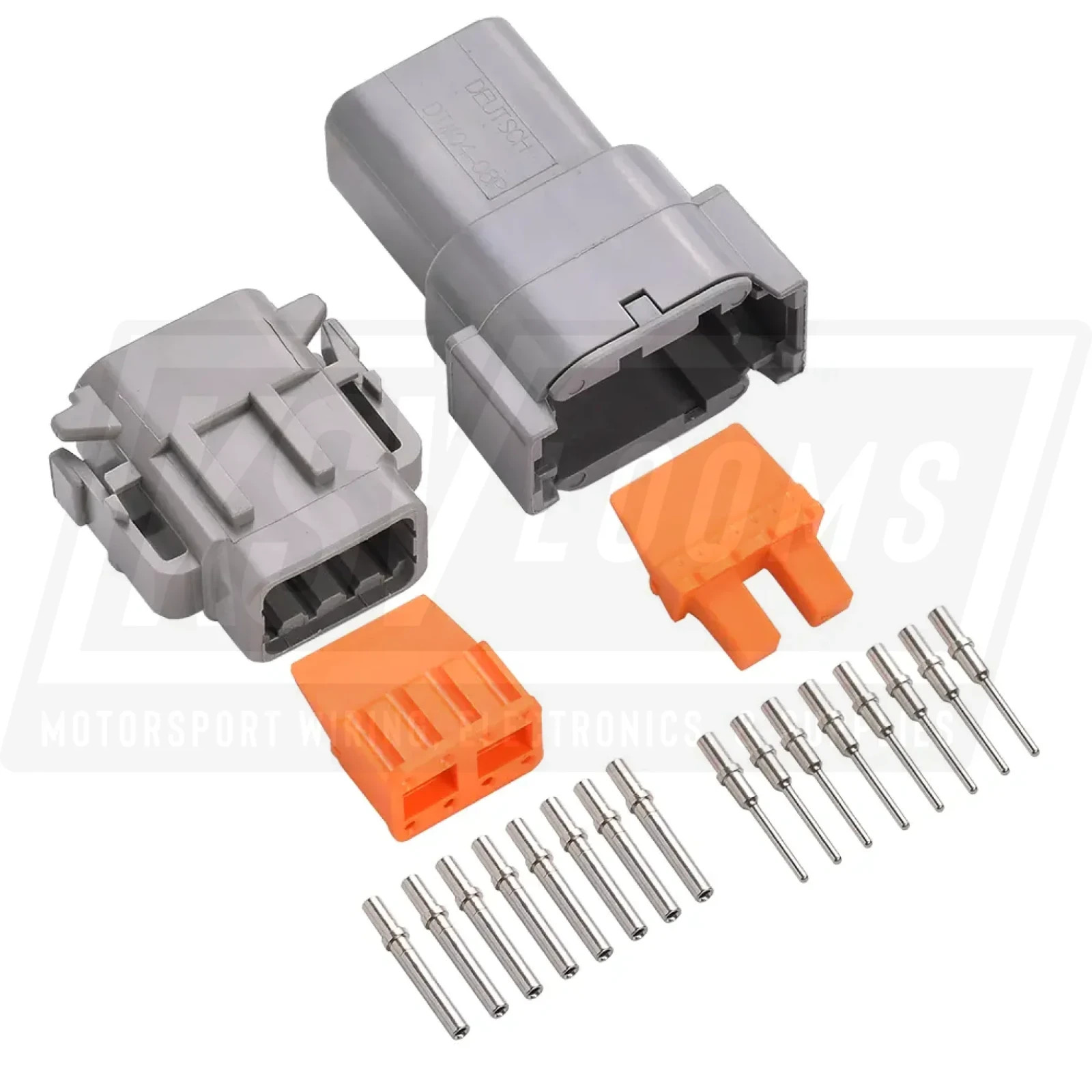 8-Way Mated Deutsch DTM Connector Kit, DTM04-08PA and DTM06-8S Nickel, 24-20 AWG
