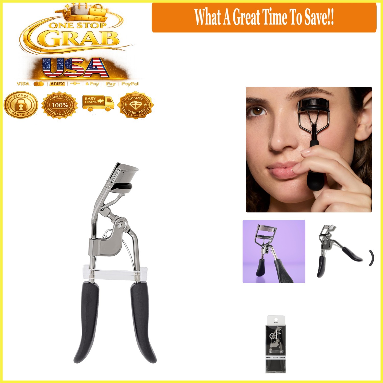 Pro Eyelash Curler Strong Contoured Lash Lifter Silver with Extra Pad