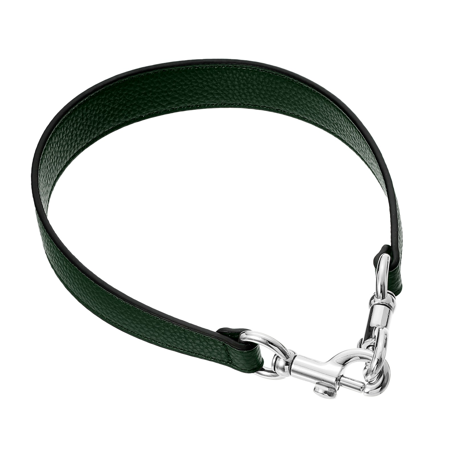 19.29 Inch PU Leather Short Bag Strap with Clasp, Dark Green, Silver Buckle