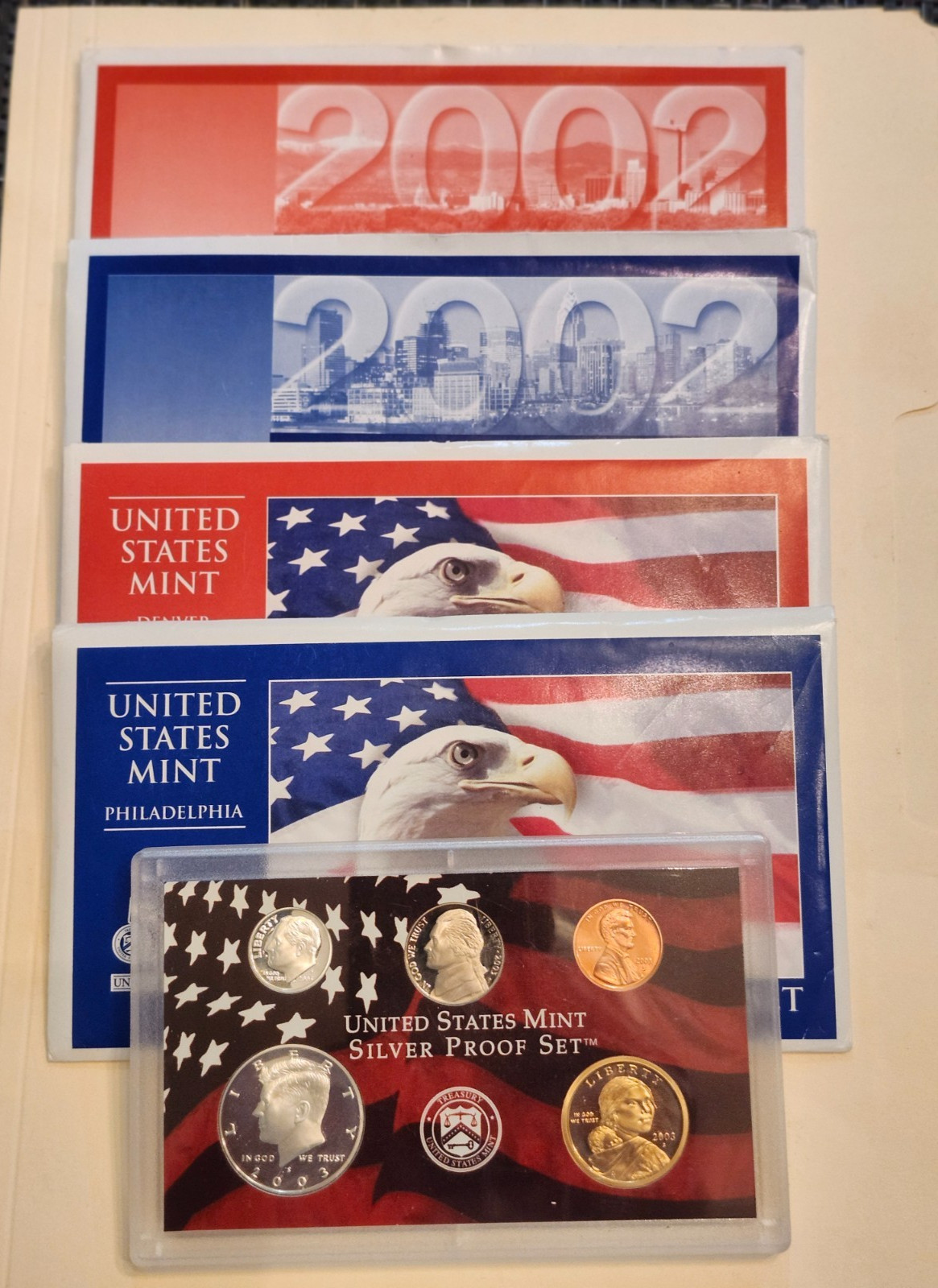 2003 SILVER (5) COIN PROOF SET (2002 P&D UNC MINT SET) 2003 P&D UNC MINT SET