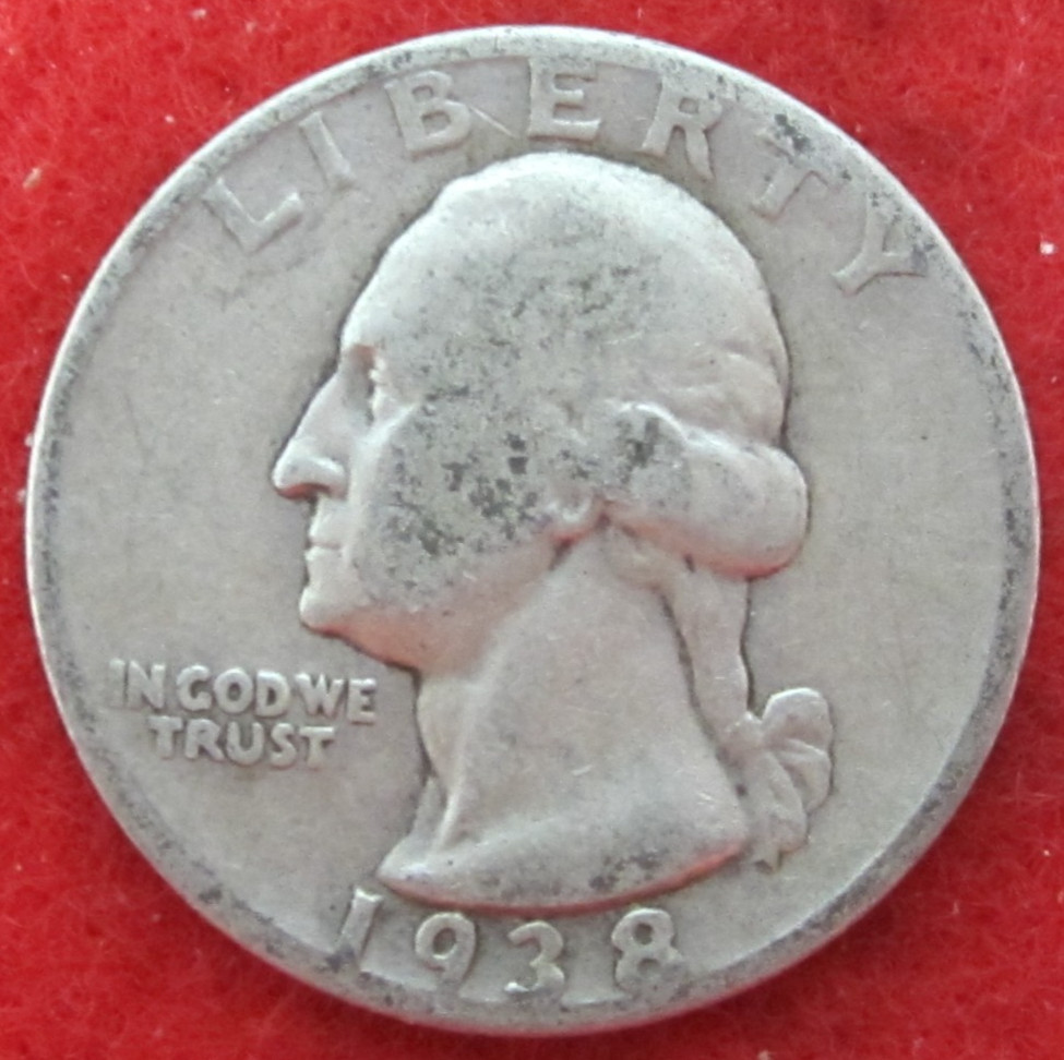 1938 S Washington Silver Quarter - Circulated - Actual Coin L1074