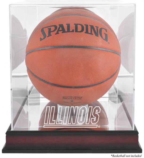 Illinois Fighting Illini Mahogany Finish Basketball Display Case w/ Mirror Back