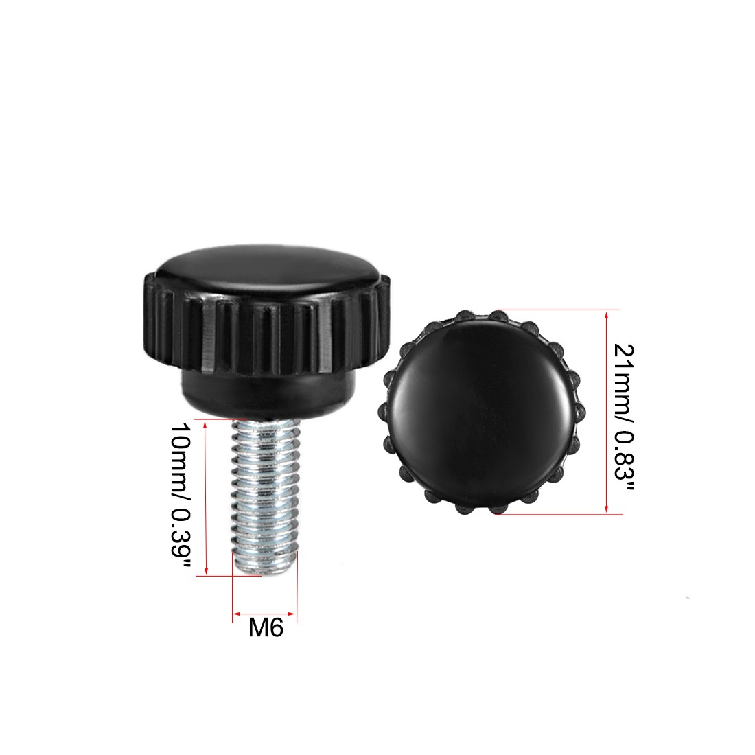 M6 x 10mm Male Thread Knurled Locking Knobs 8pcs