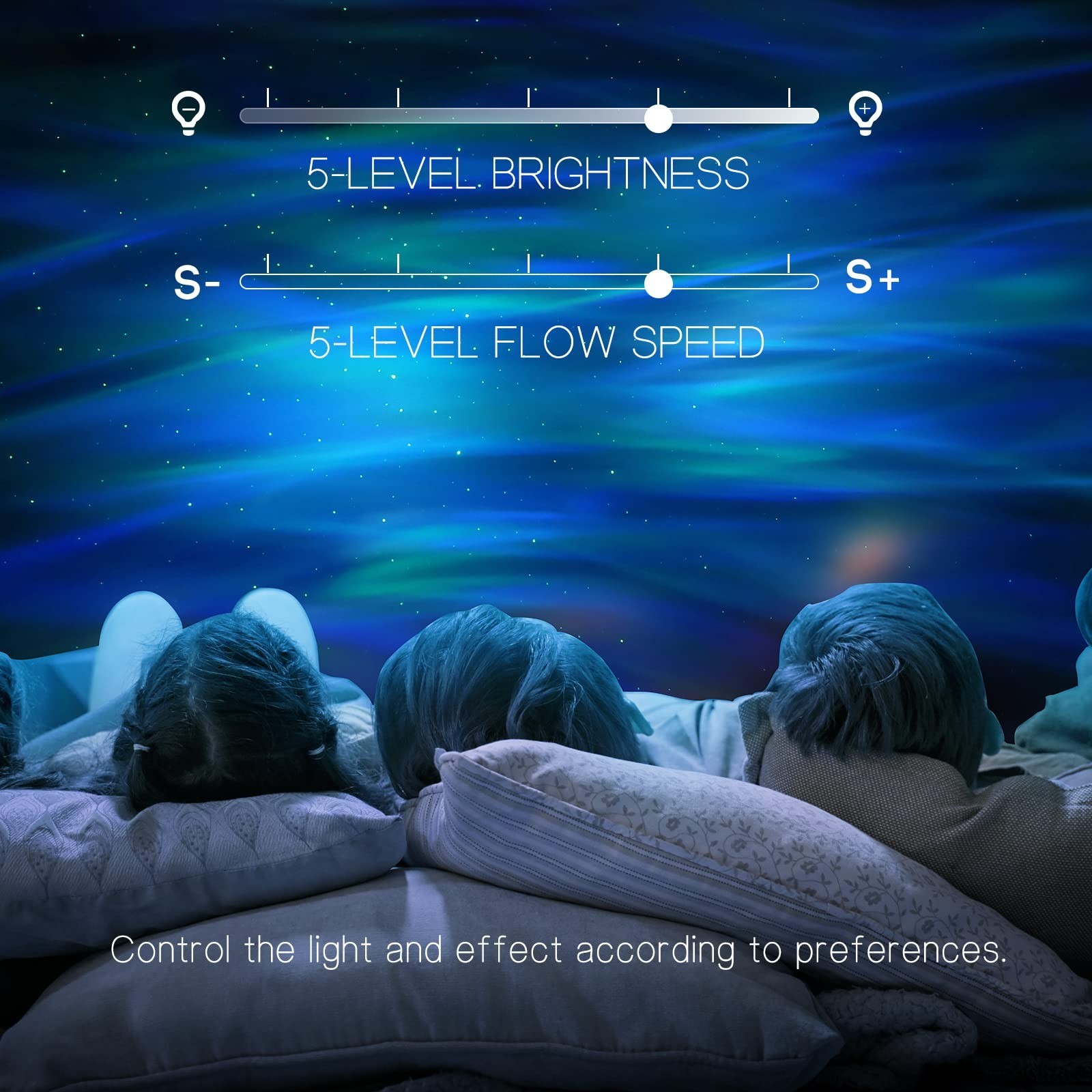 Aurora Projector with 33 Light Effects, LED Star Night Light, Bluetooth Speaker,