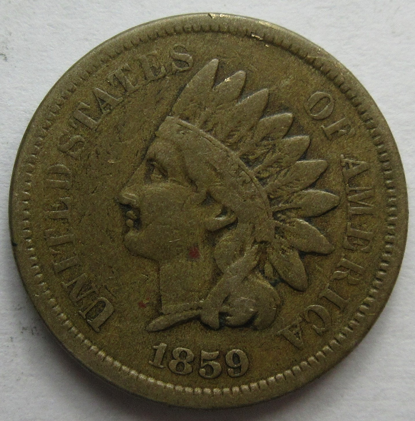 1859 Indian Cent -VF- (#1215g)