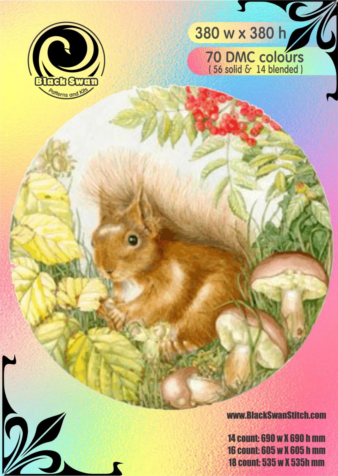 Playful Squirrel 138 Chart Counted Cross Stitch Pattern DMC