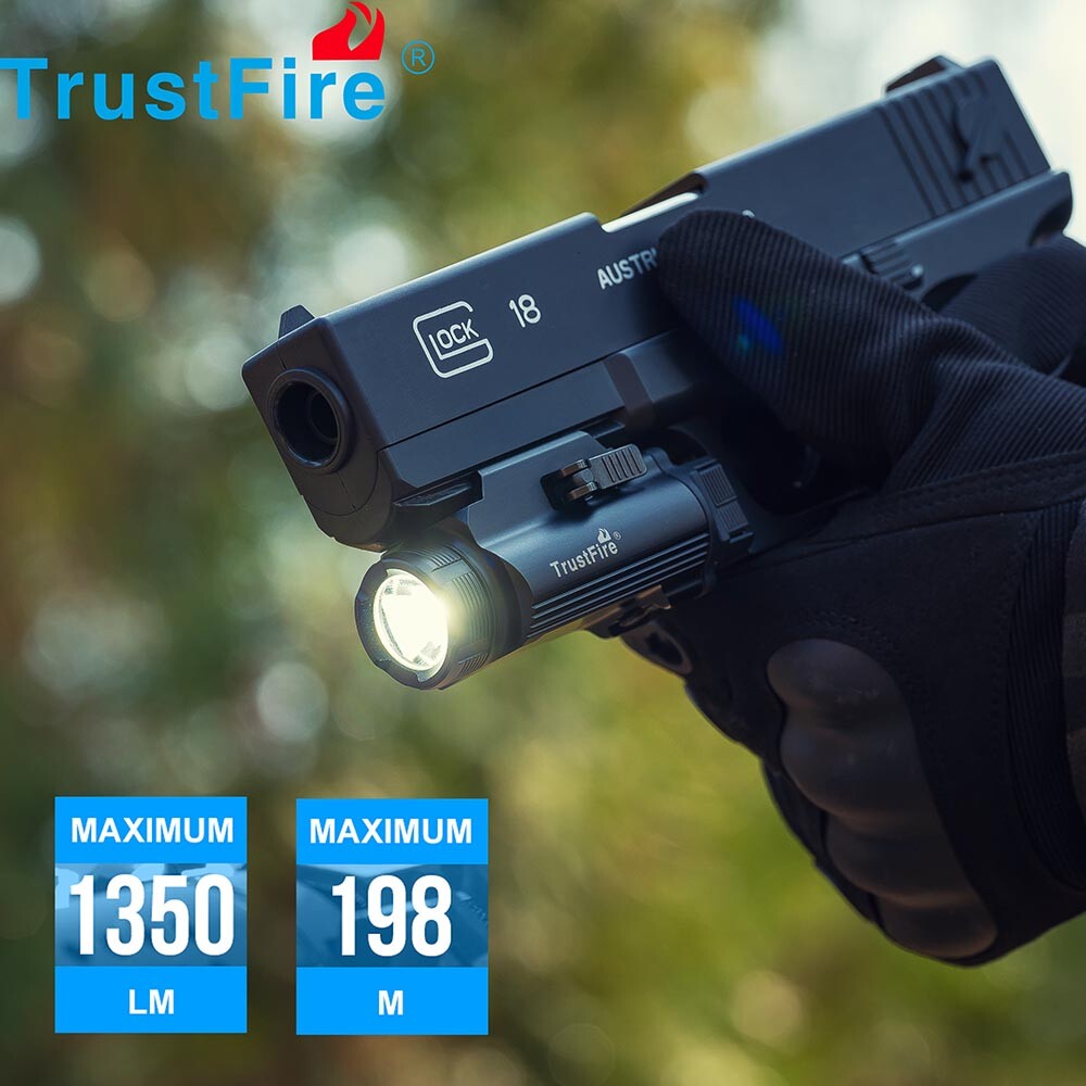 1350LM Rechargeable Mounted Pistol Light Weapon LED FlashLight Glock Picatinny W