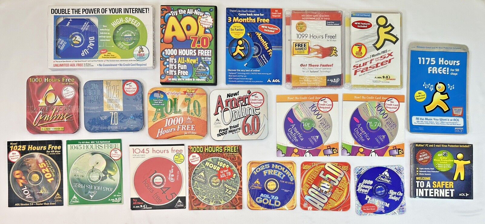 Lot of 20 New Vintage AOL America Online Internet Mail CDs - NEW SEALED!