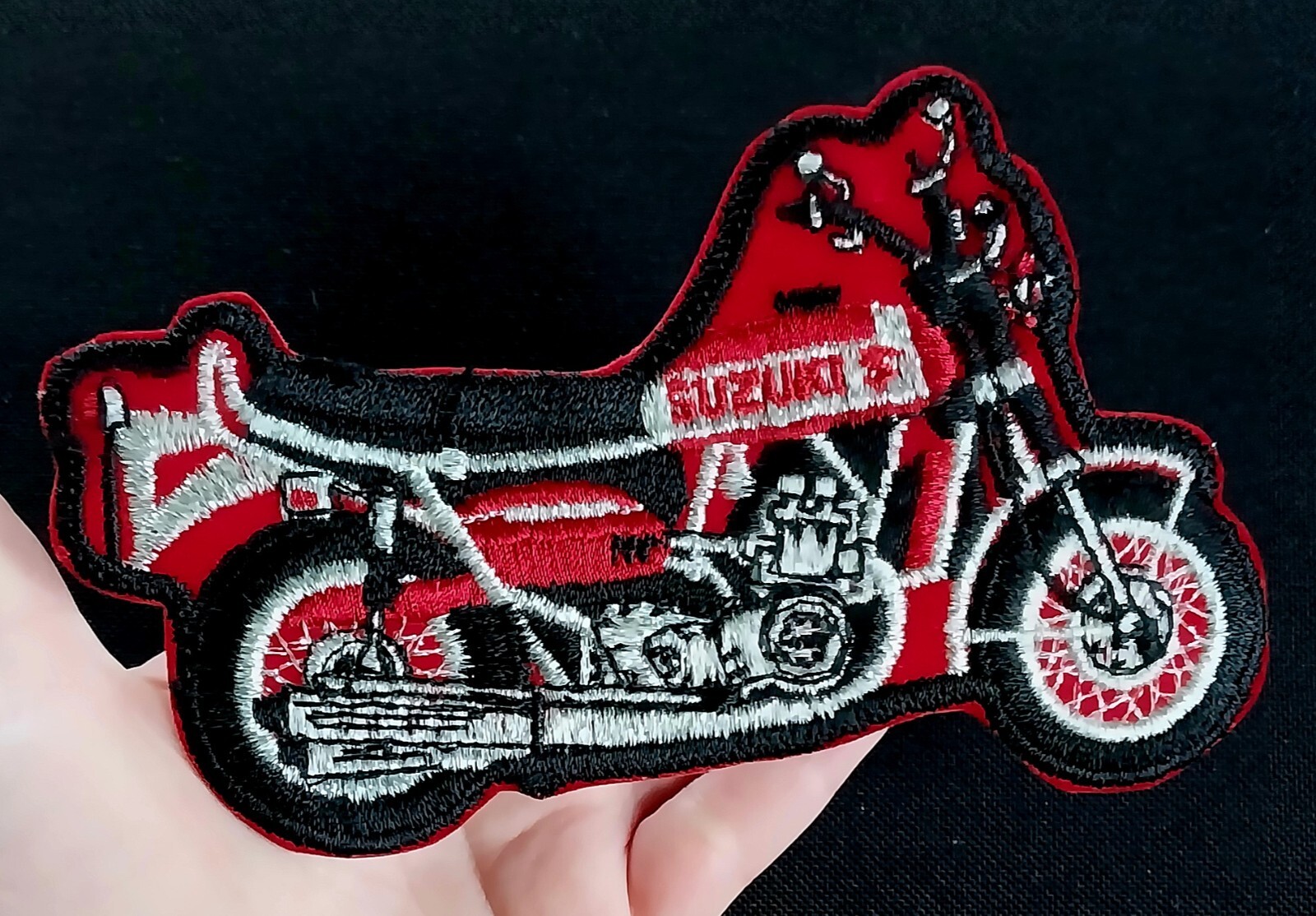 Vintage SUZUKI Motorcycle Jacket Vest Biker Patch ~ 60s/70s Red and Silver