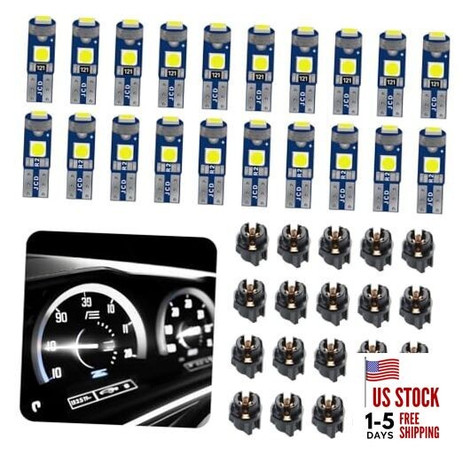 T5 37 74 Led Bulb, Super Bright Instrument Cluster Light with Twist Lock White