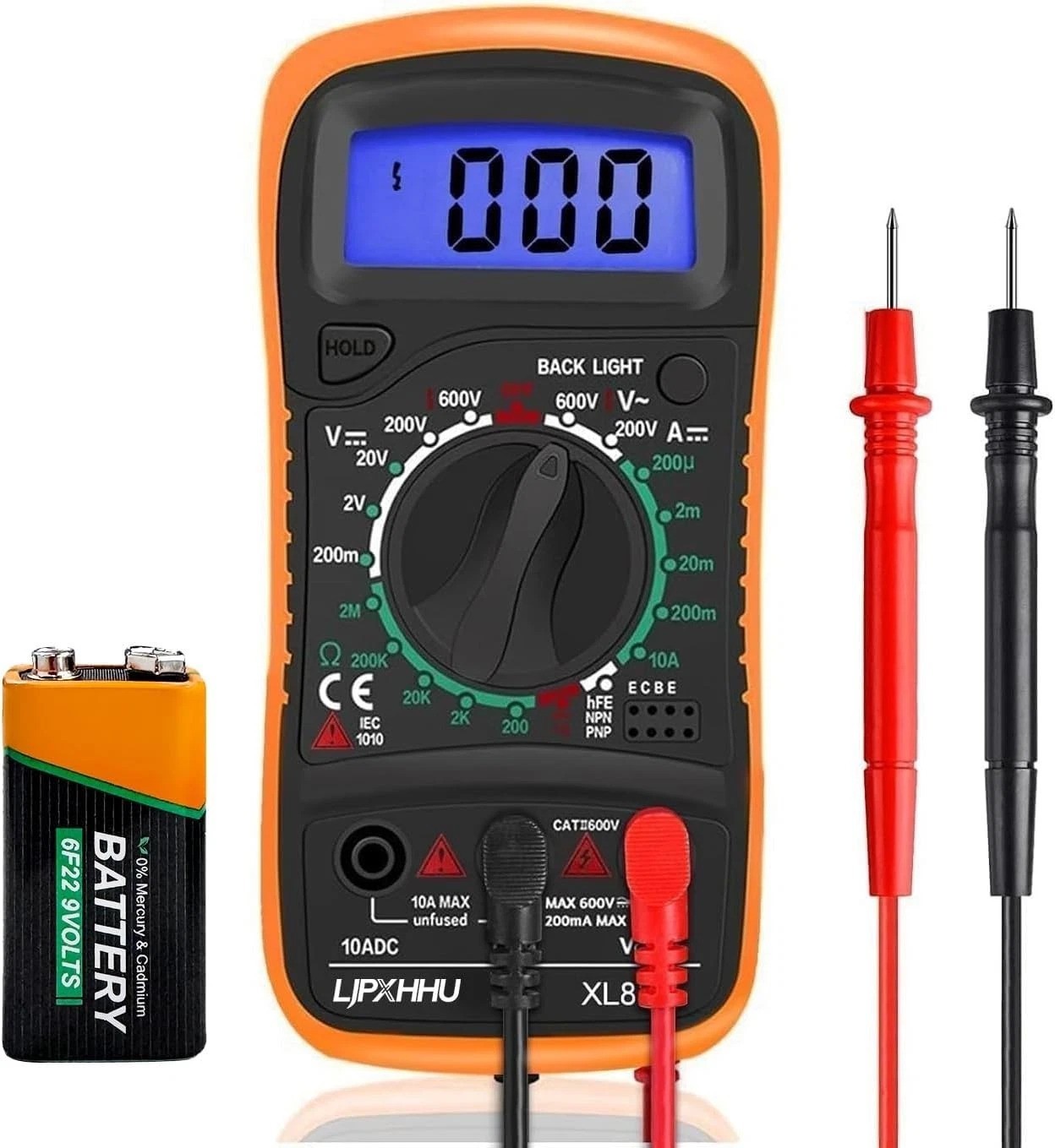 Compact Digital Multimeter - 2000 Counts with Backlit LCD & Safety Features