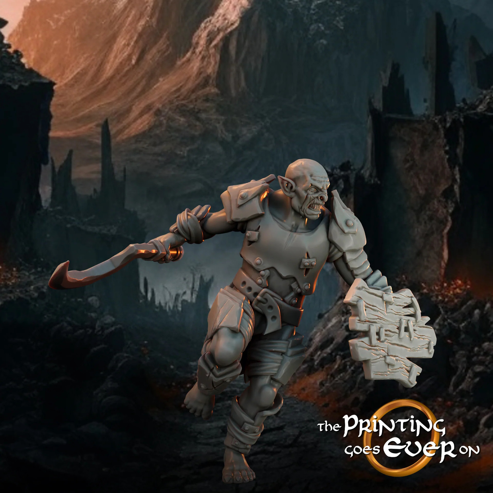 Assault Orc Fighter - B - 28-32mm Assault Orcs - Resin Tabletop Miniature