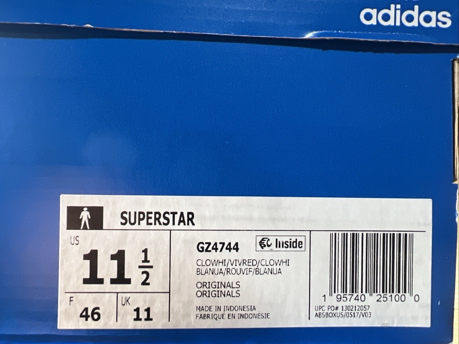 NEW SZS 11-12: Men's Adidas Superstar Low Shell Toe Leather Shoe White/Vivid-Red