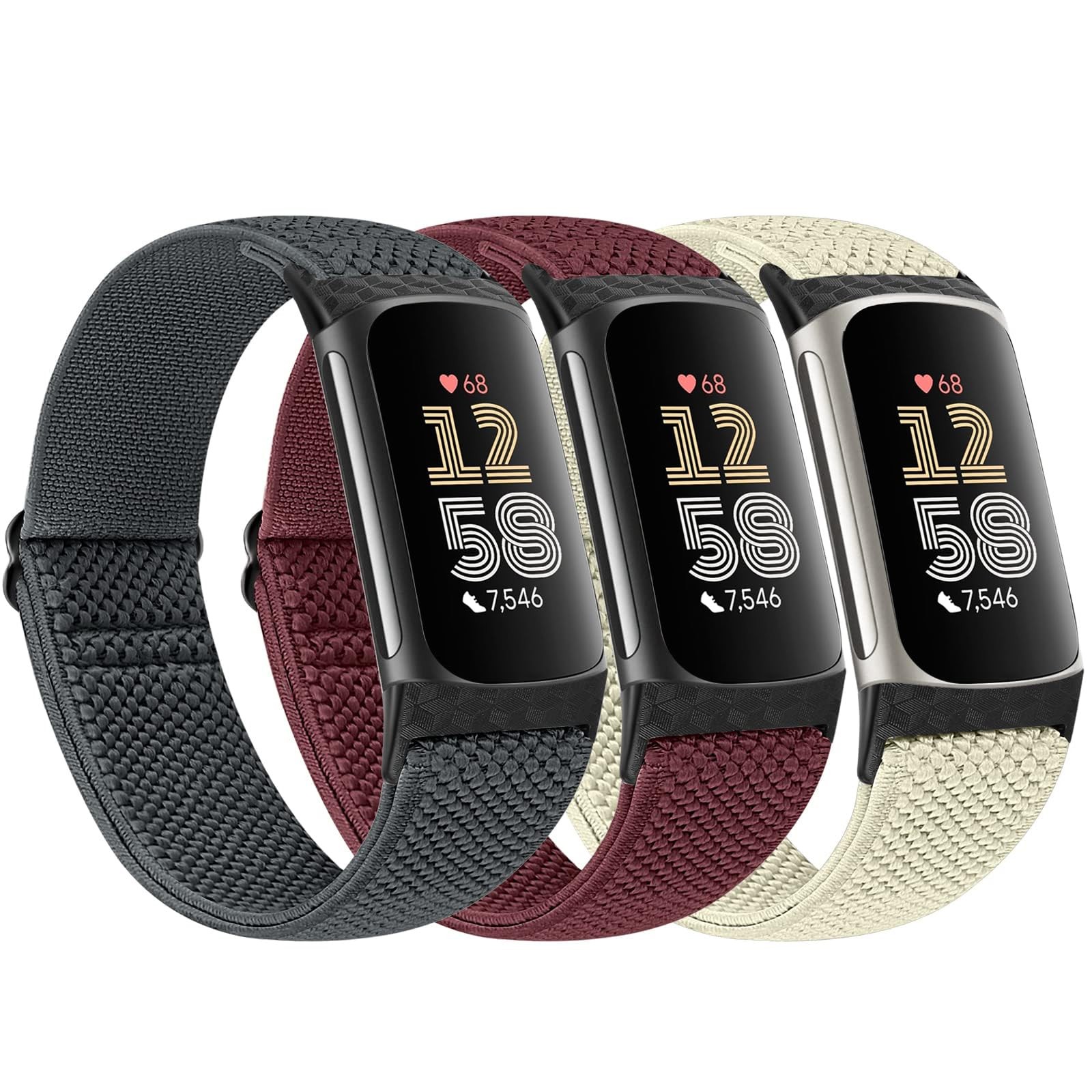 Elastic Nylon Bands with Fitbit Charge 6 Bands/Fitbit Charge 5 Bands, Soft Ad...