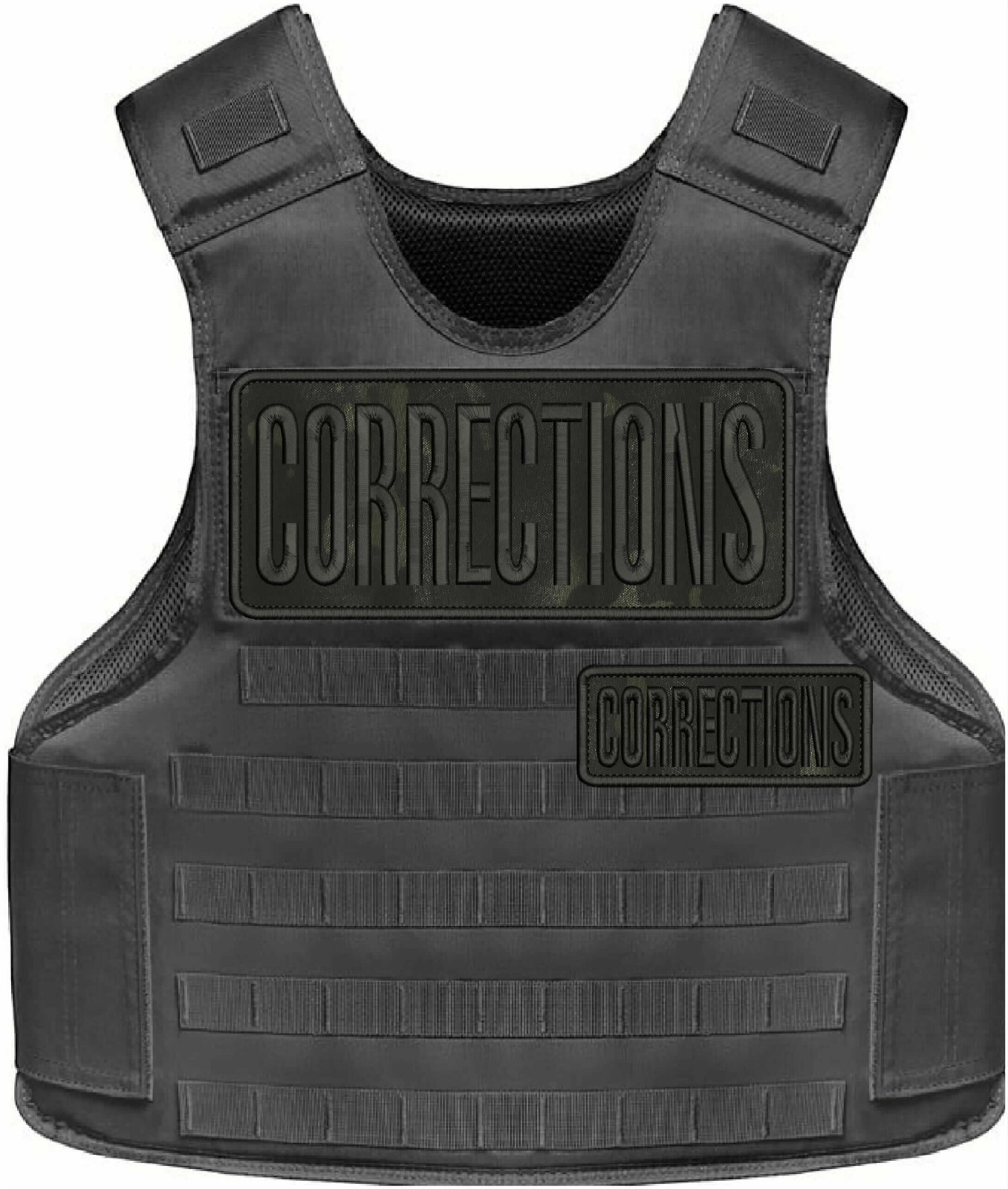 Corrections 2 EMBROIDERY PATCH 4X10 AND 2X5 HOOK ON BACK BLACK ON BLACK MULTICAM
