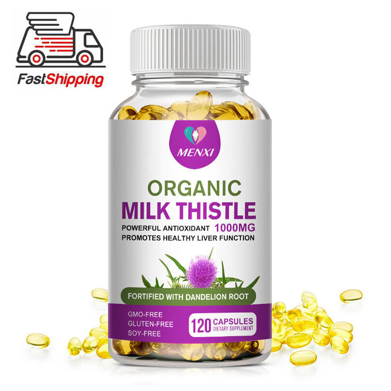 Milk Thistle Liver Cleanse & Detox Herbal Liver Support Supplement Pills 1000mg