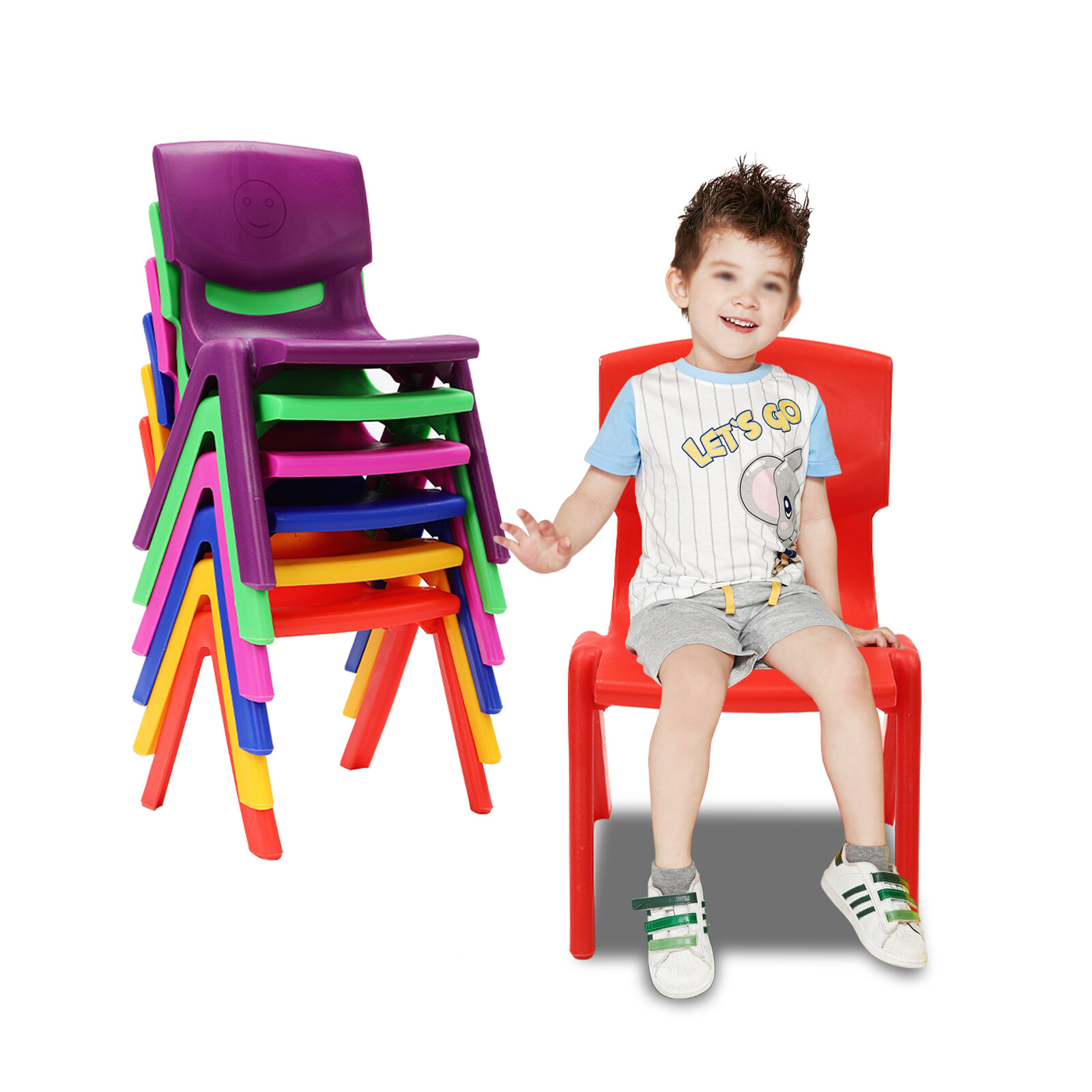 Colorful Stackable Kids Chairs - 6 Pcs Durable Plastic for Classroom Use