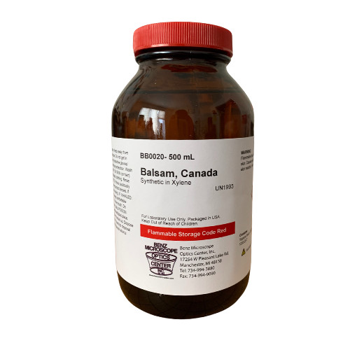 Benz Microscope Synthetic Canada Balsam Mounting Medium, 500mL