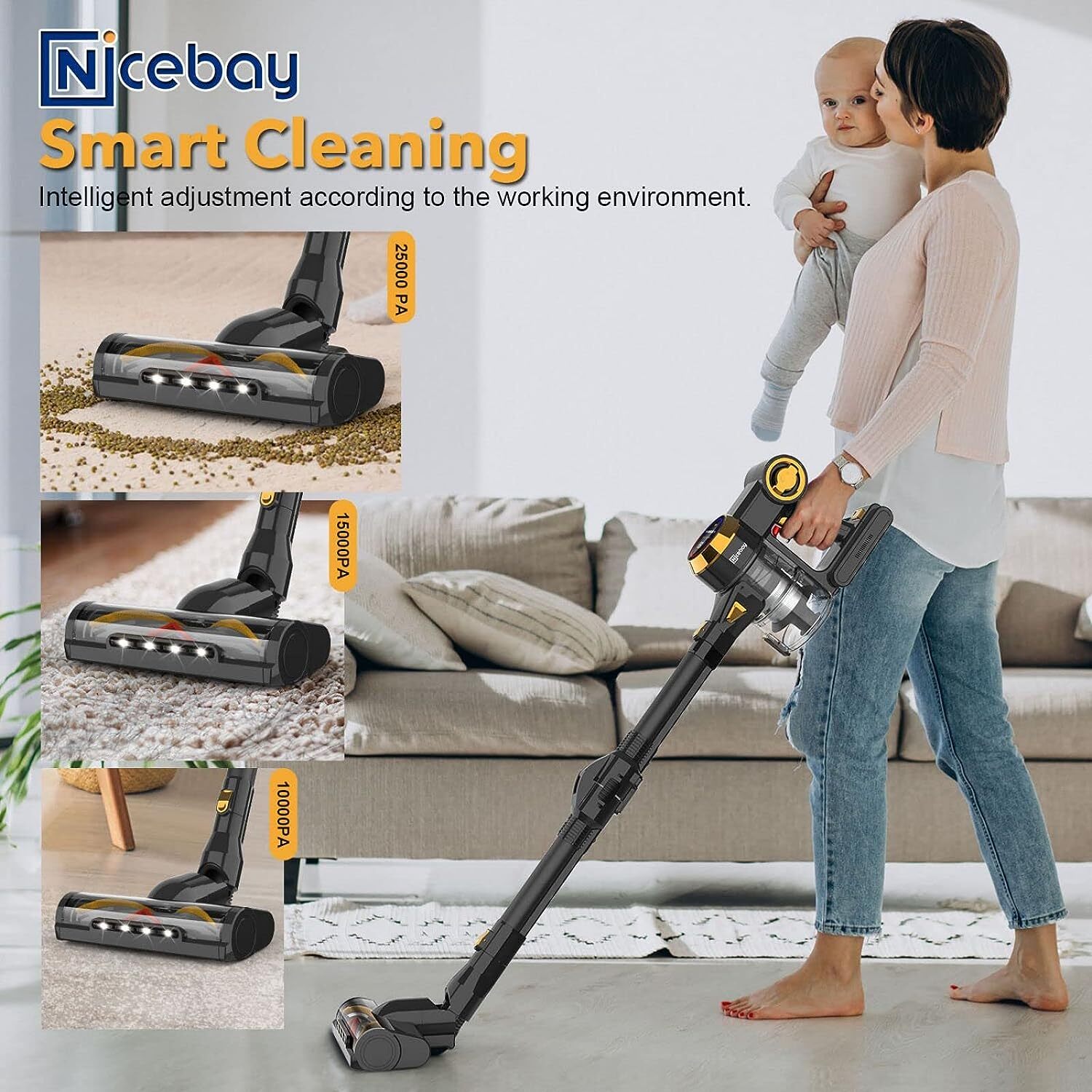 Nicebay 4 in 1 Lightweight Cordless Vacuum Cleaner EV-6803 - - Scratch & Dent