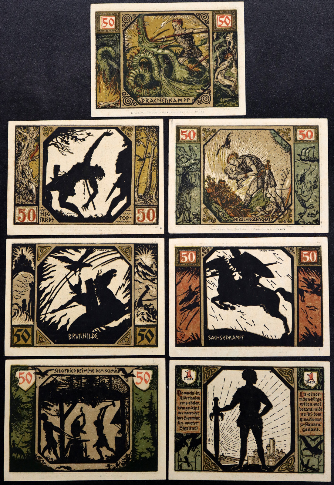 XANTEN 1921 RAREST Variant! "Nibelungen, Siegfried Slaying Dragon" Complete Set