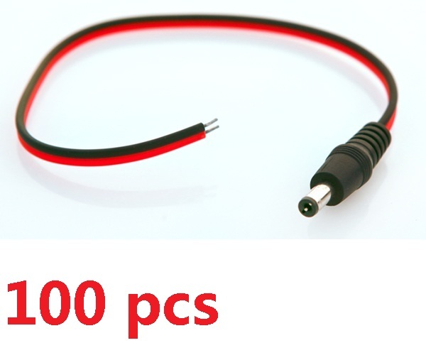 100 x CCTV Male Power Pigtails Plug Lead Cord Wire RG59 Coax For CCTV Camera