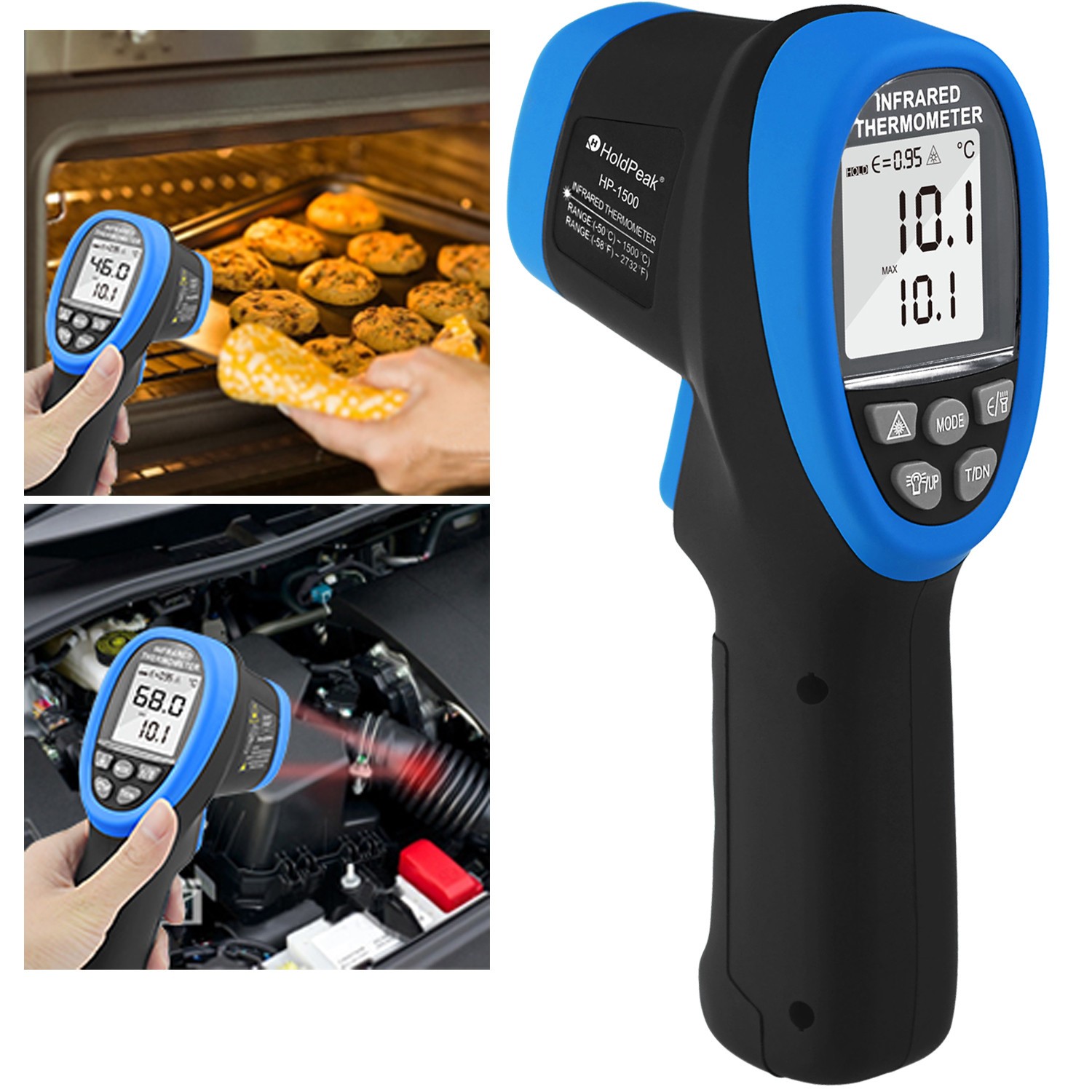 Infrared Thermometer Gun -50°C to 1500°C (-58°F to 2732°F) with Laser, 30:1 D:S